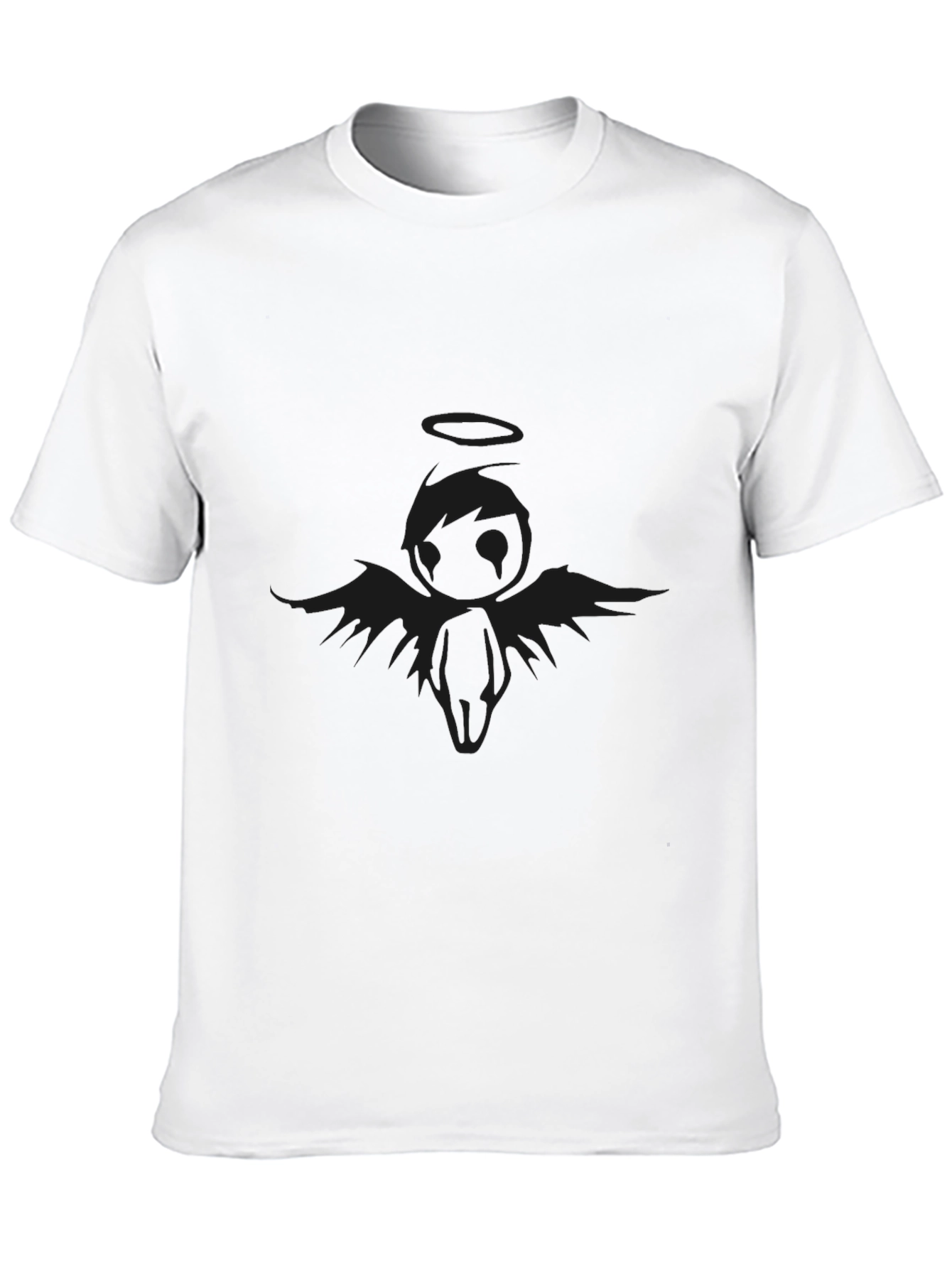 Mens Black Angel Graphic T-Shirt