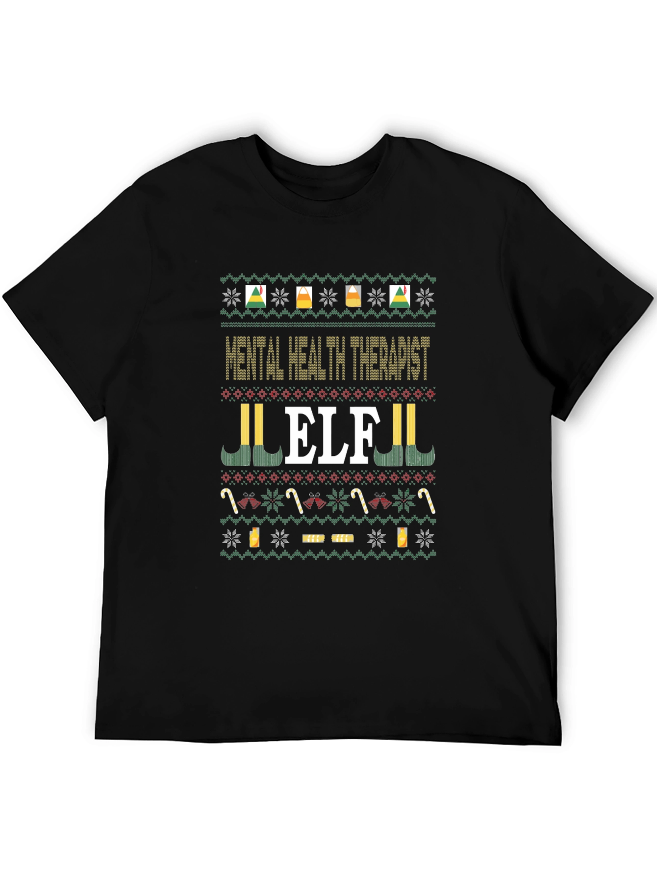 Mental Health Therapist Elf Ugly Christmas Sweater T-Shirt