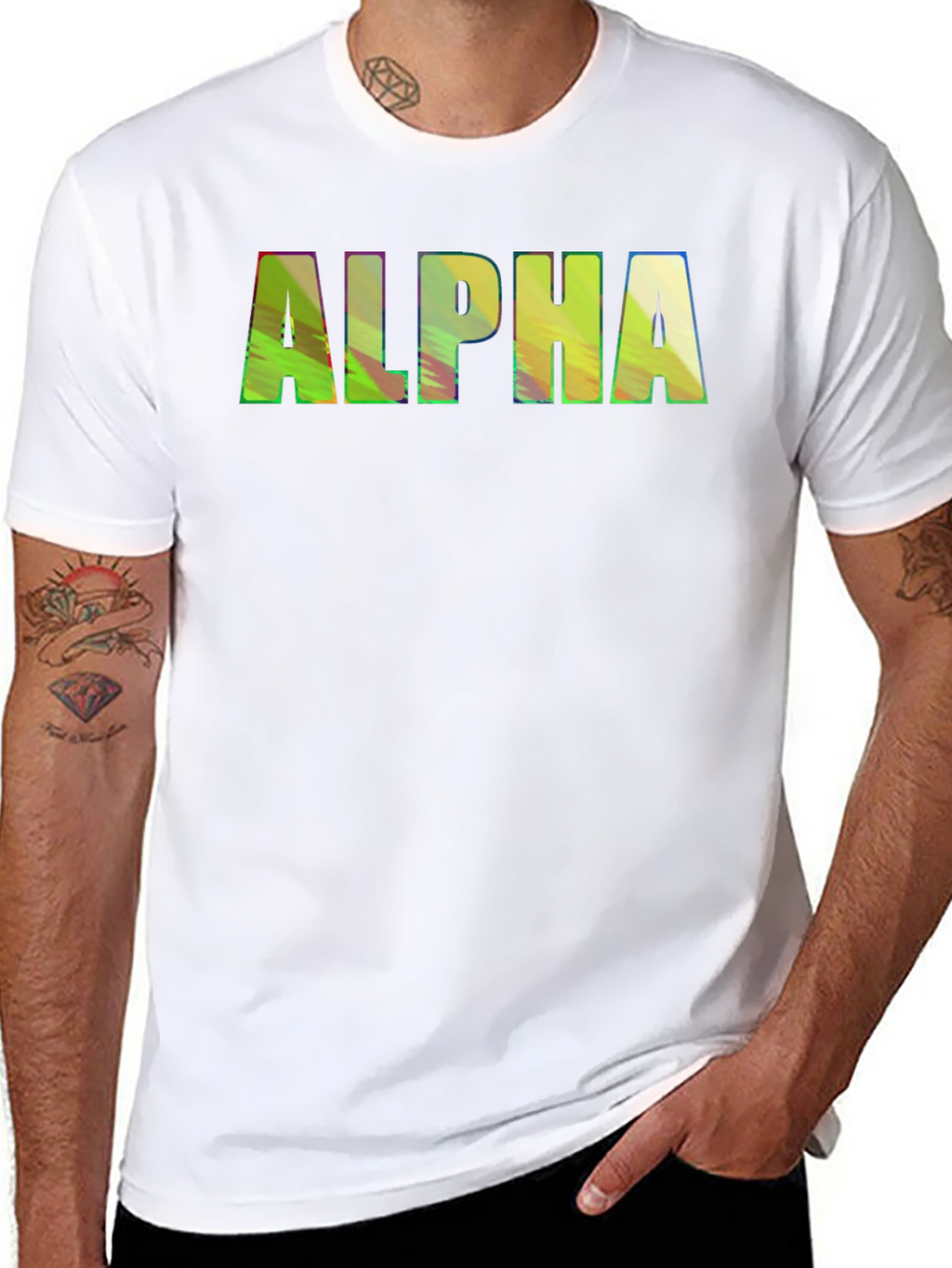 ALPHA Graphic Print Crewneck T-Shirt