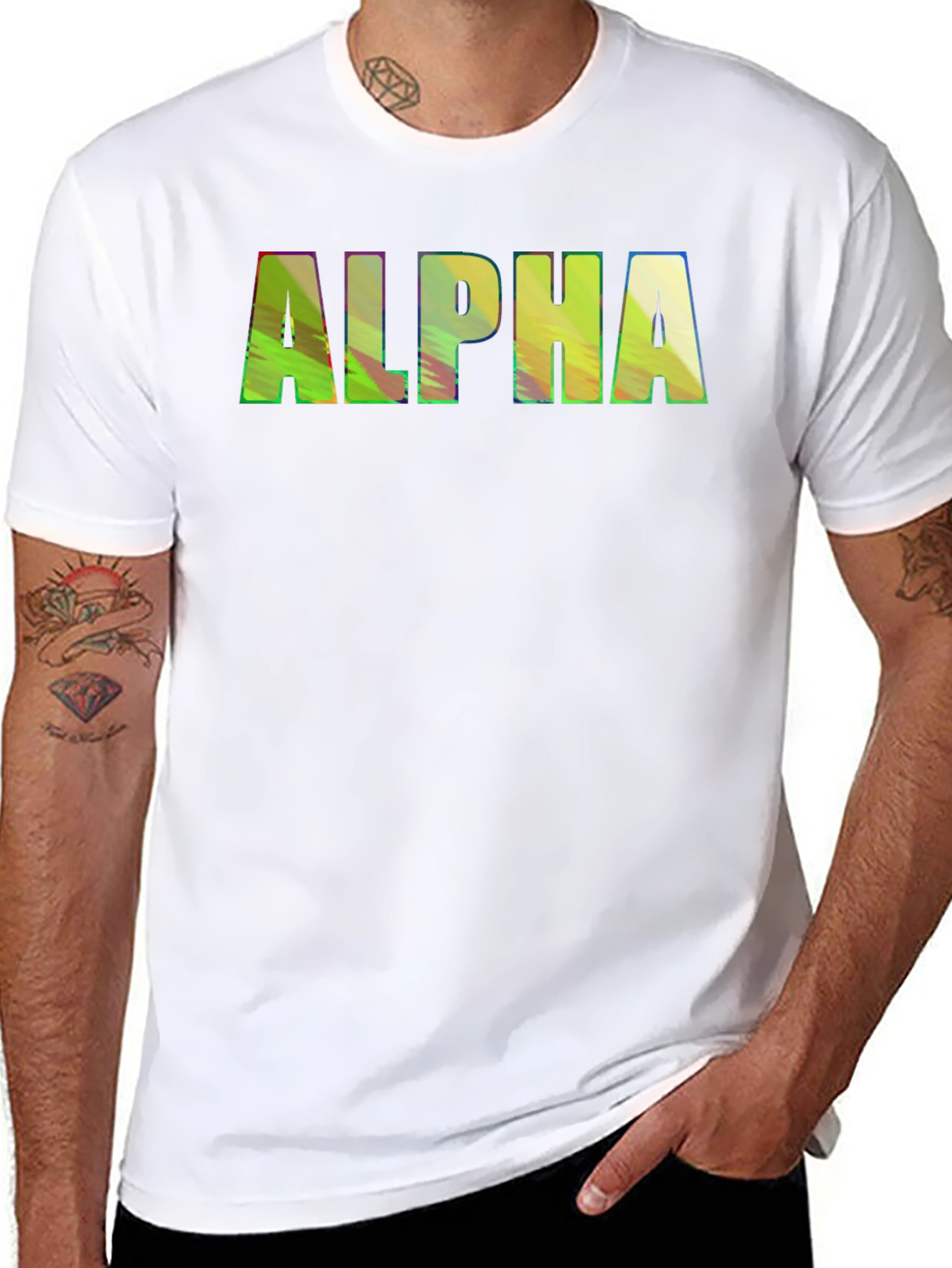 ALPHA Graphic Print Crewneck T-Shirt