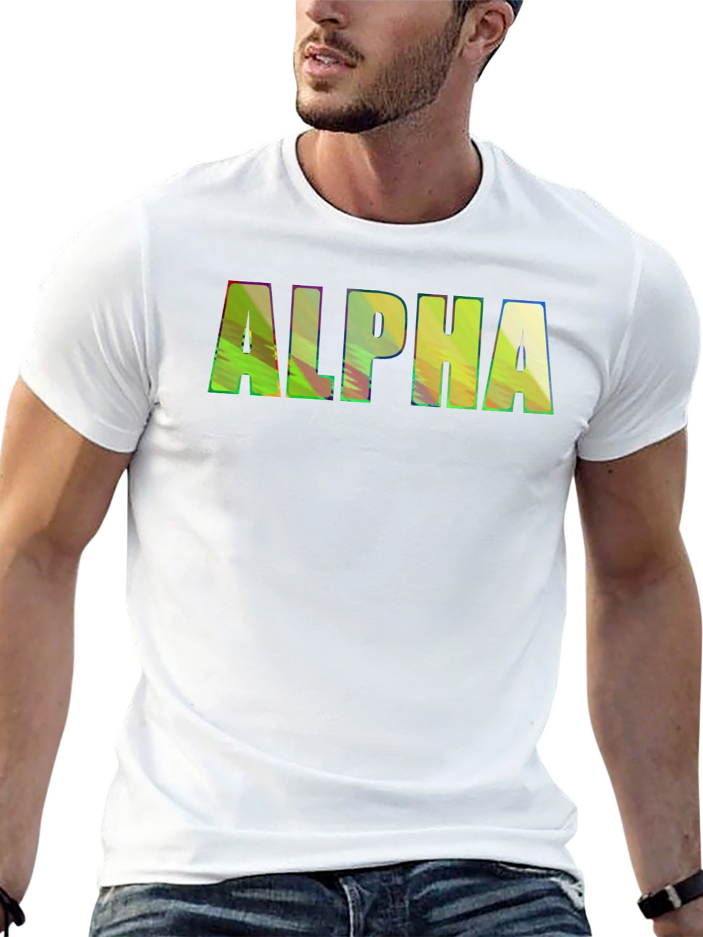 ALPHA Graphic Print Crewneck T-Shirt