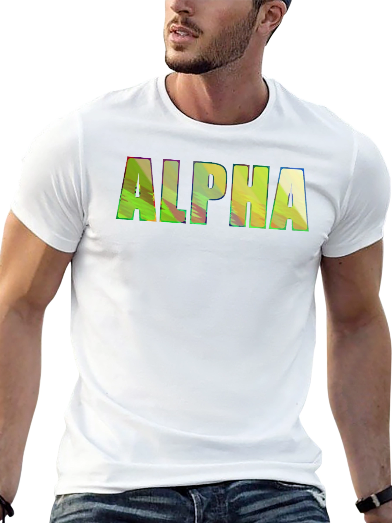 ALPHA Graphic Print Crewneck T-Shirt