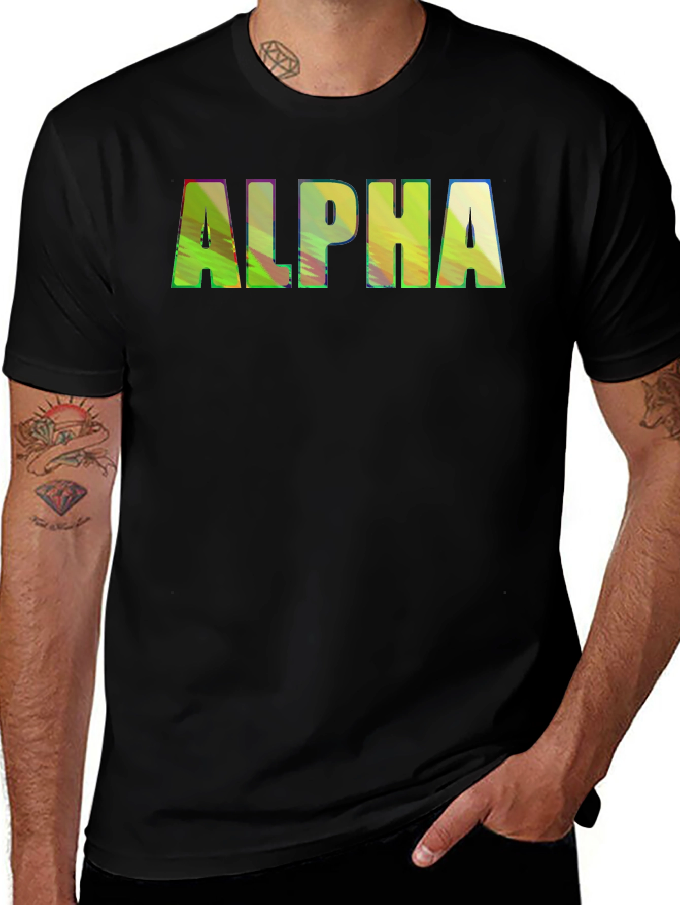 ALPHA Graphic Print Crewneck T-Shirt