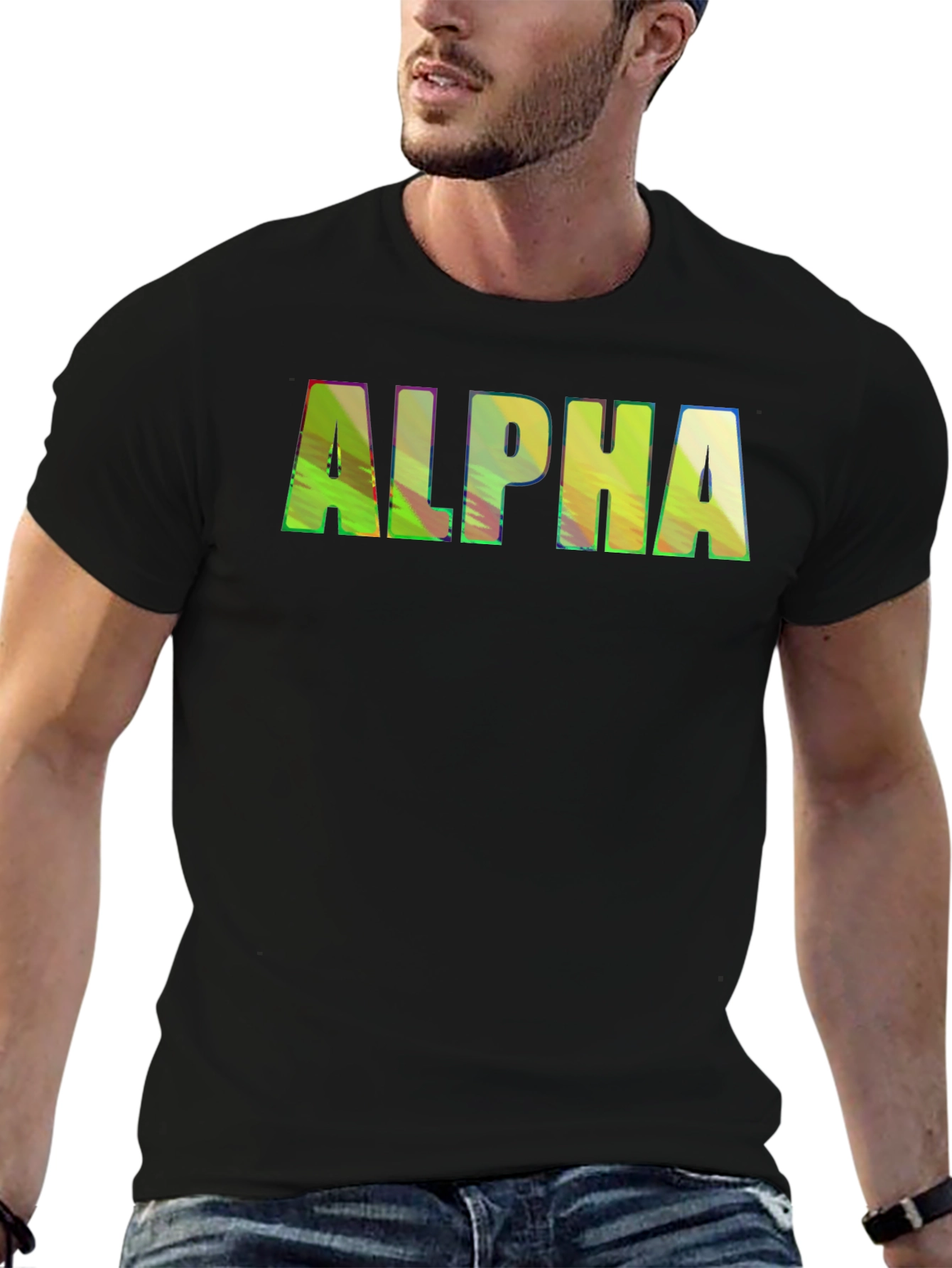 ALPHA Graphic Print Crewneck T-Shirt