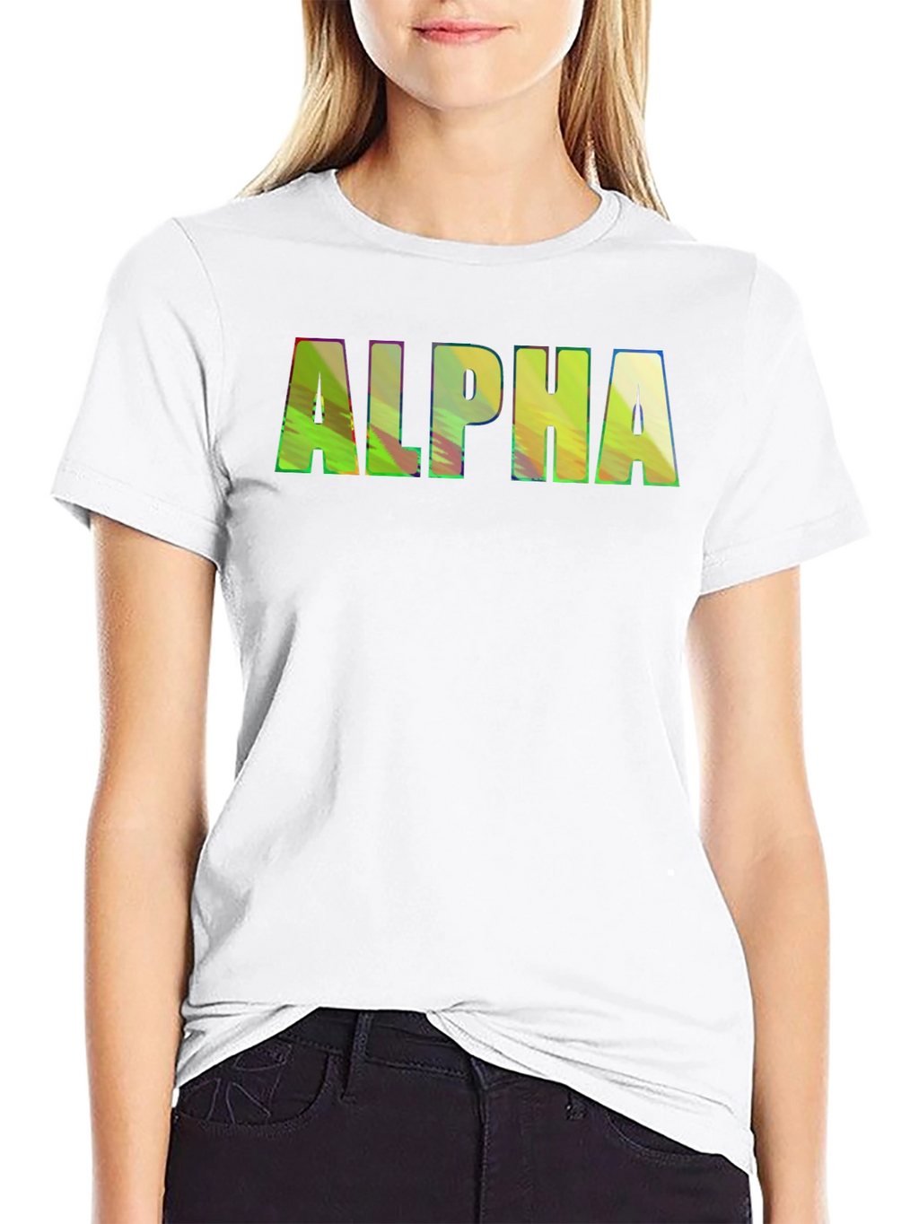 ALPHA Graphic Print Crewneck T-Shirt