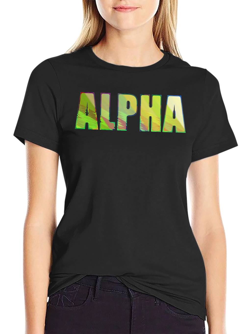 ALPHA Graphic Print Crewneck T-Shirt