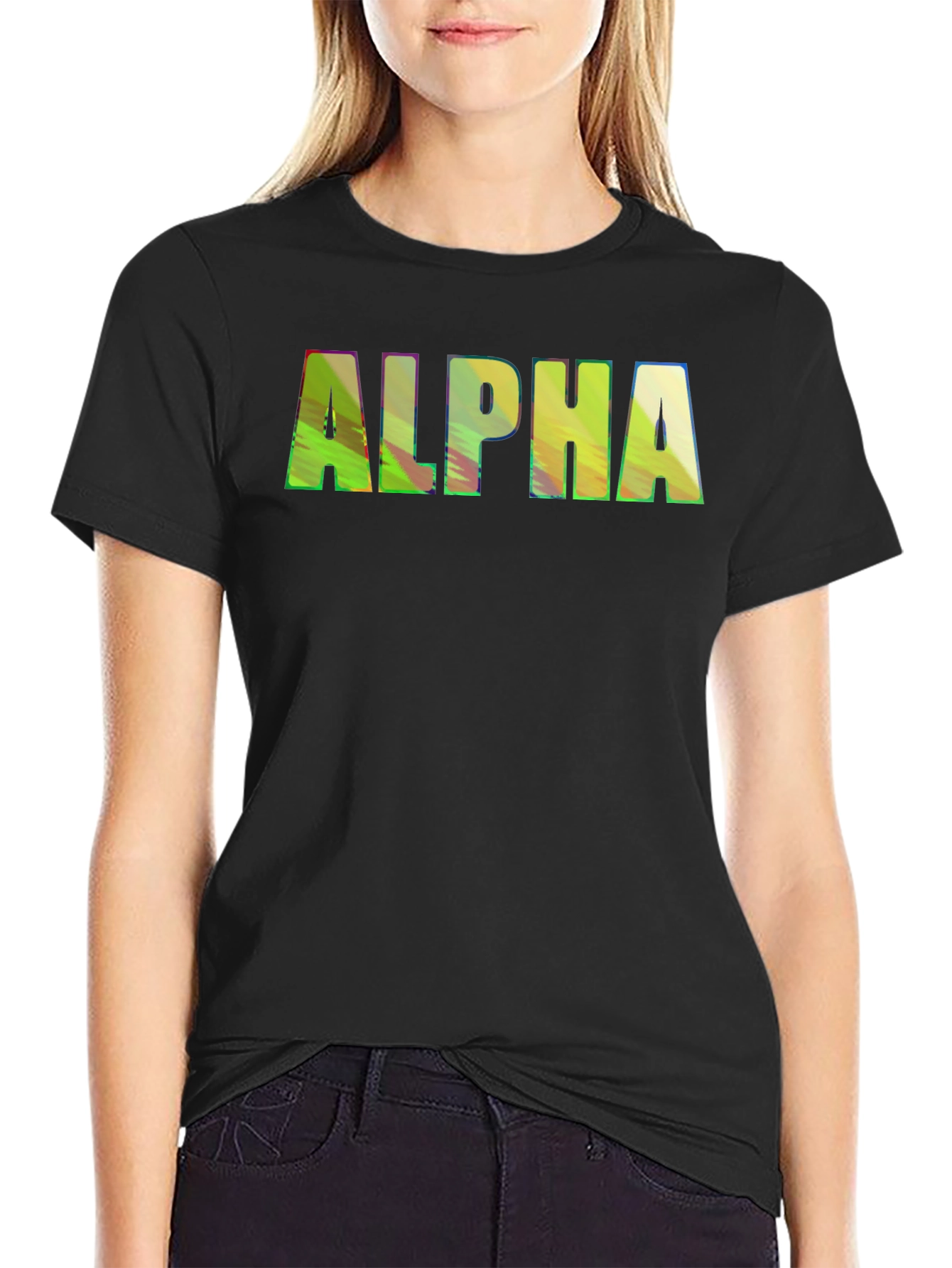 ALPHA Graphic Print Crewneck T-Shirt