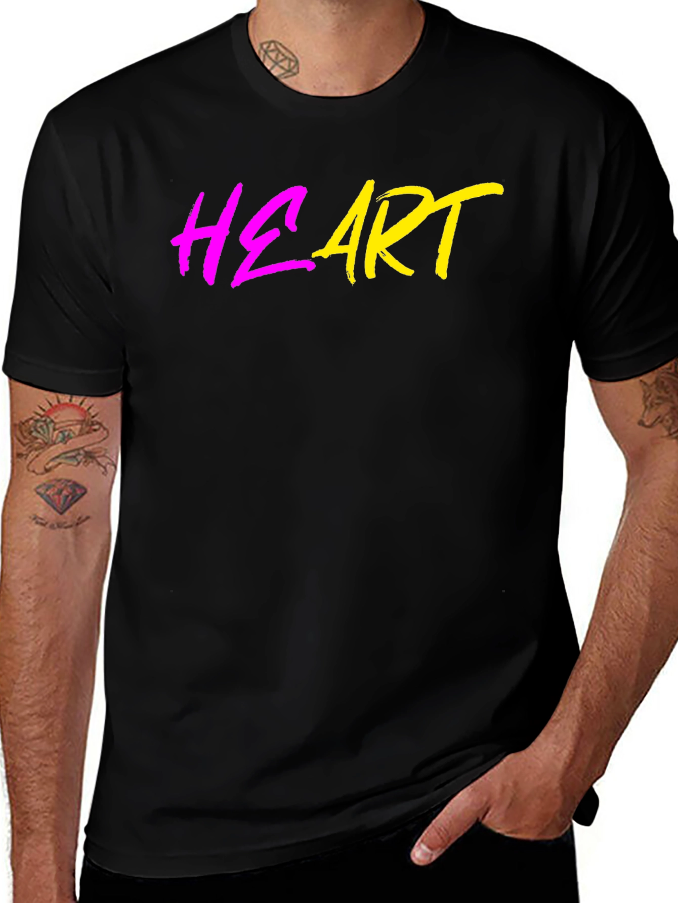 Heart Graphic Black Tee - Trendy Casual Wear