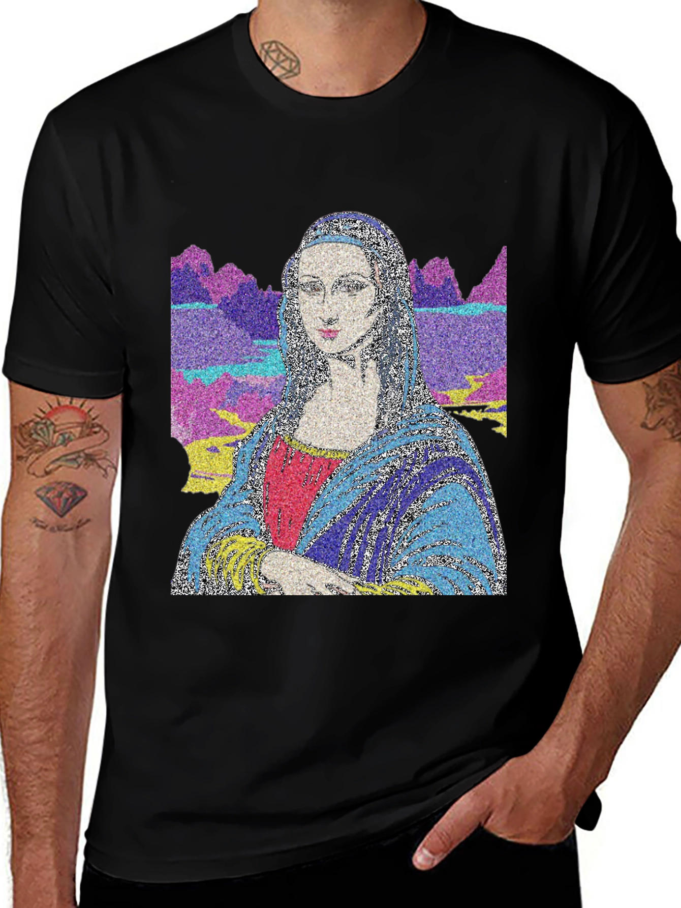 Mona Lisa Art T-Shirt - Mens Black Tee