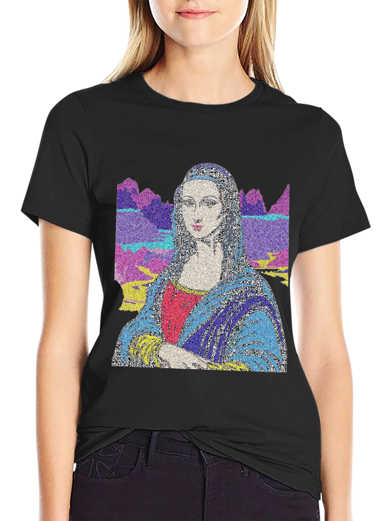 Mona Lisa Art T-Shirt - Mens Black Tee