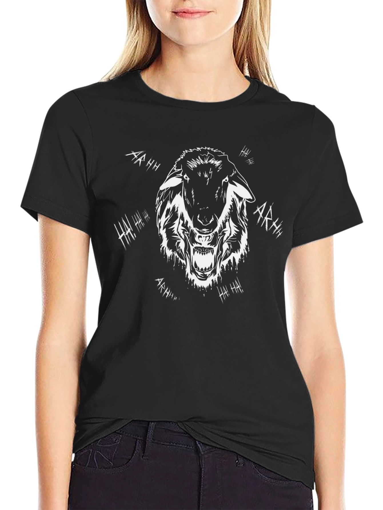 Mens Black Graphic Tee - Angry Sheep Design