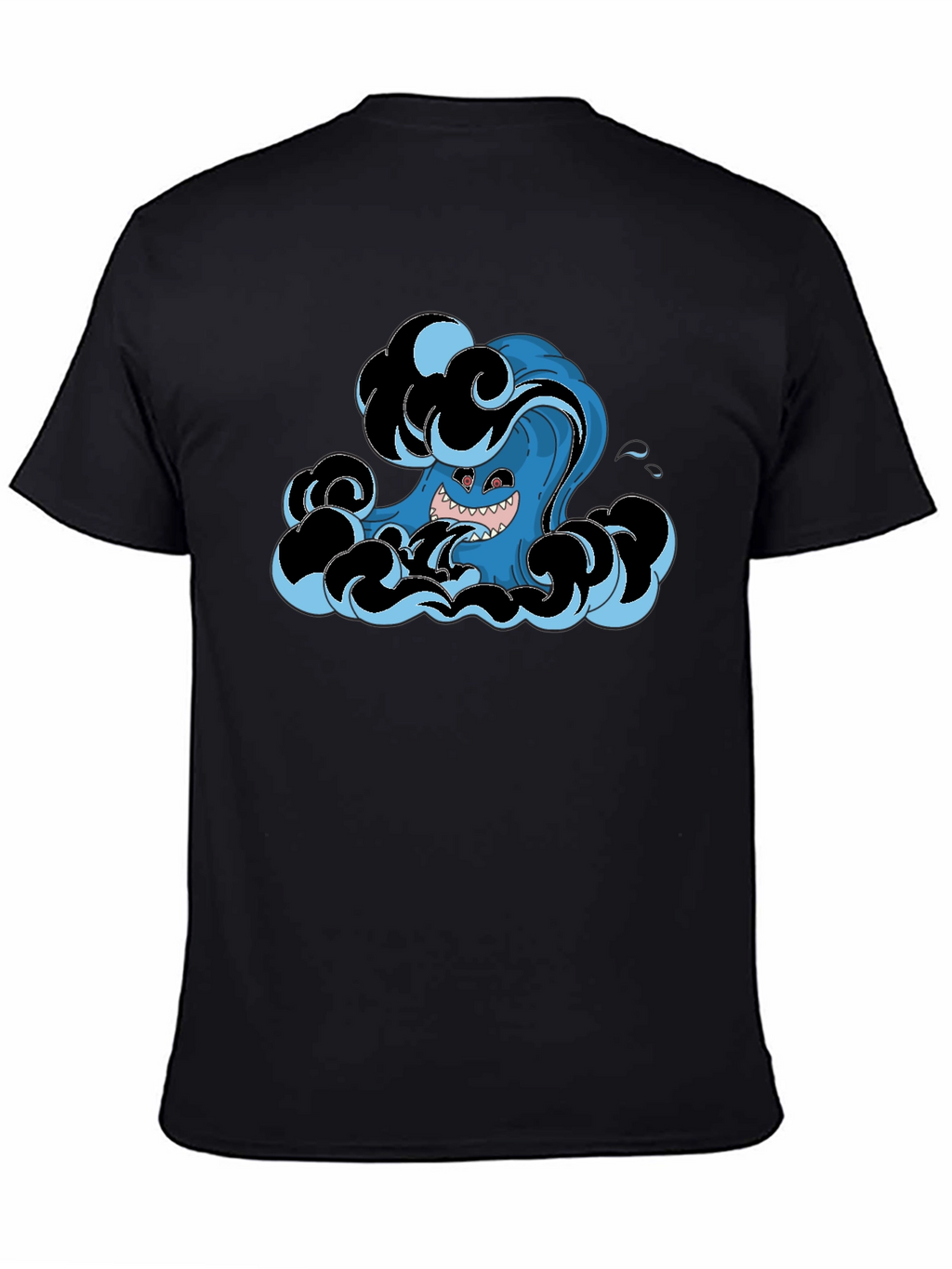 Mens Black T-Shirt with Wave Monster Graphic