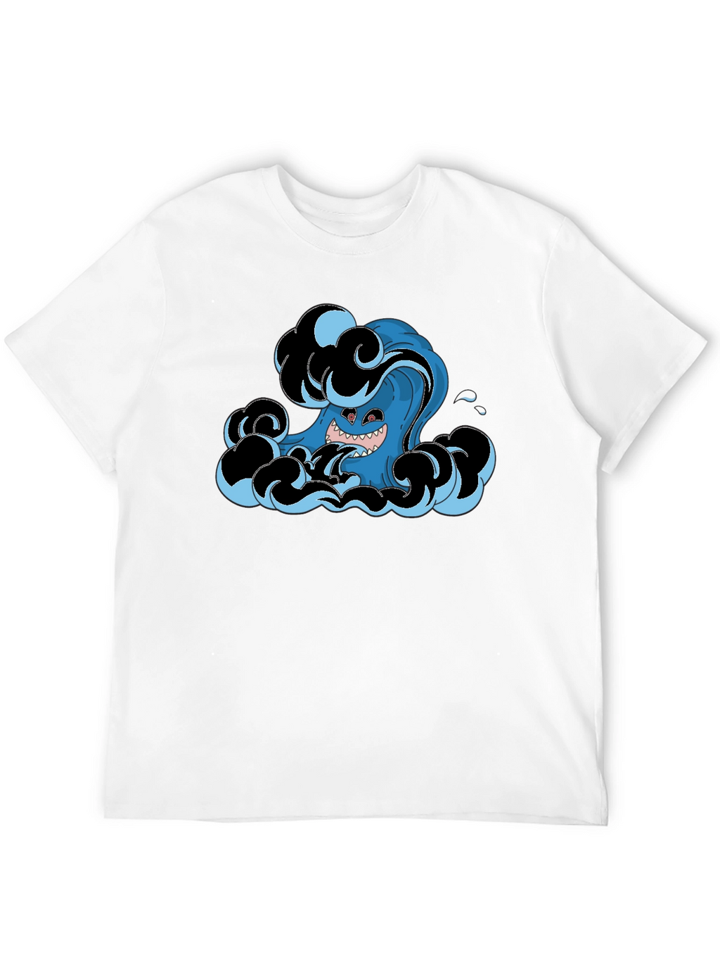 Mens Black T-Shirt with Wave Monster Graphic