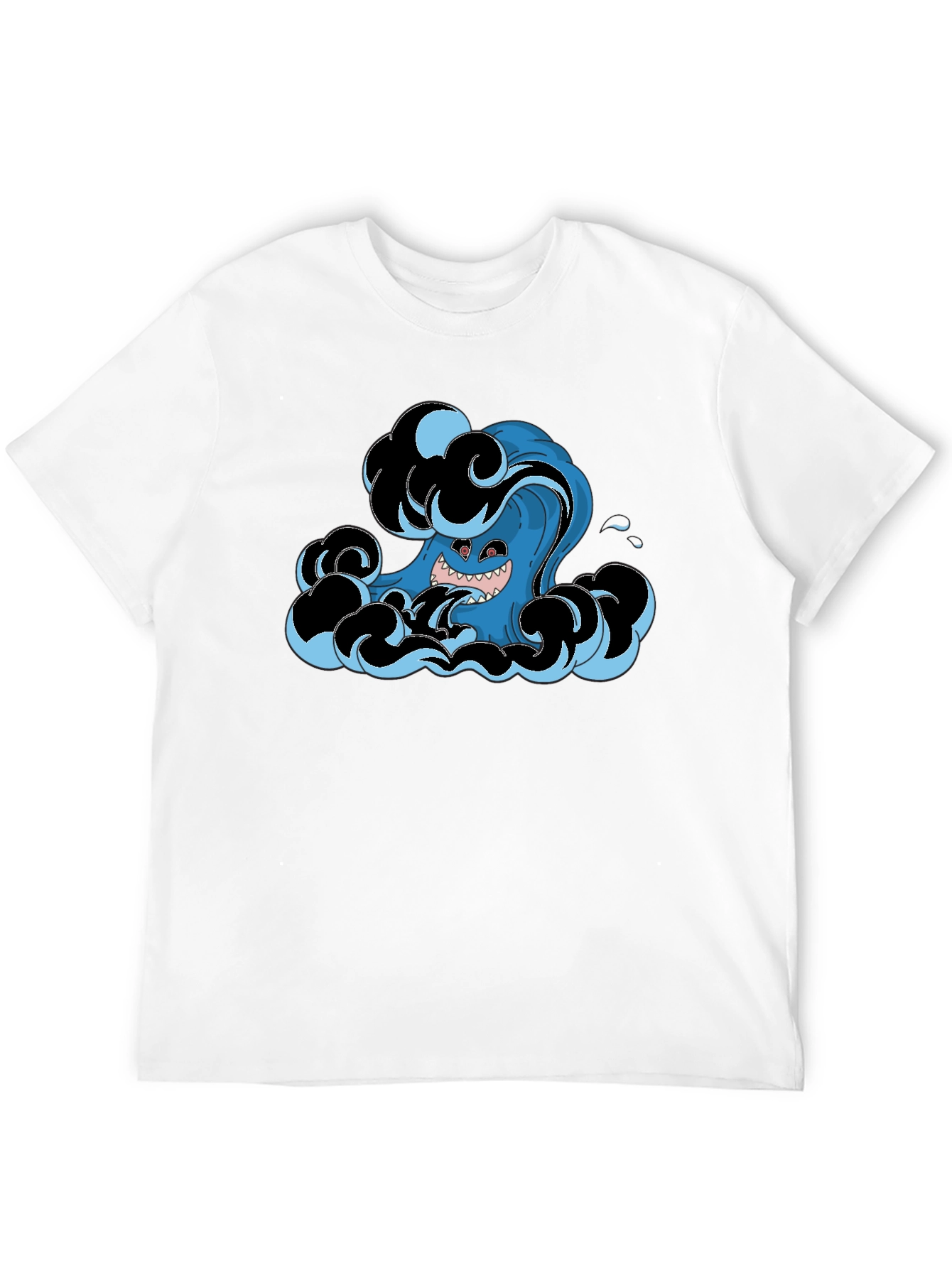 Mens Black T-Shirt with Wave Monster Graphic