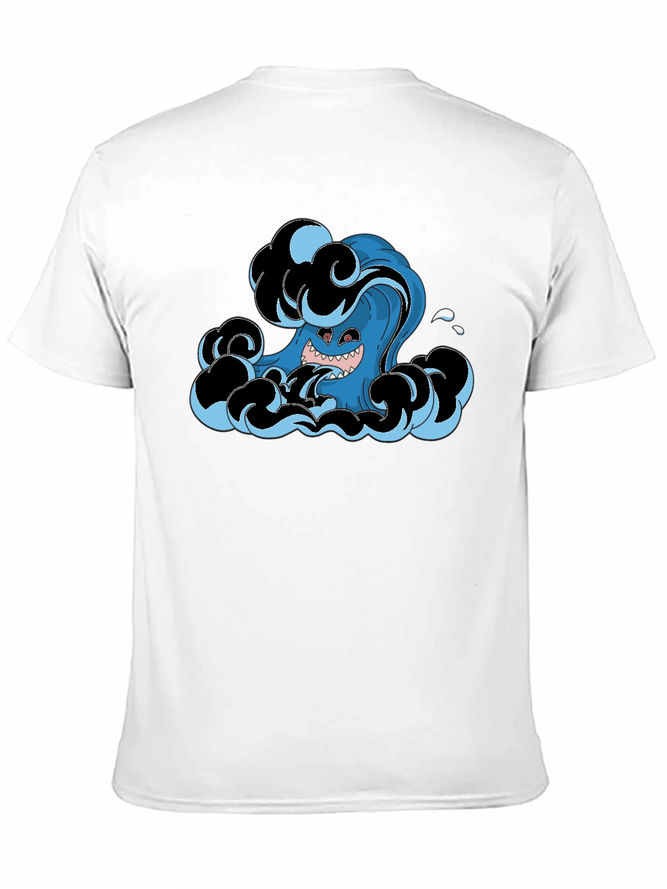 Mens Black T-Shirt with Wave Monster Graphic