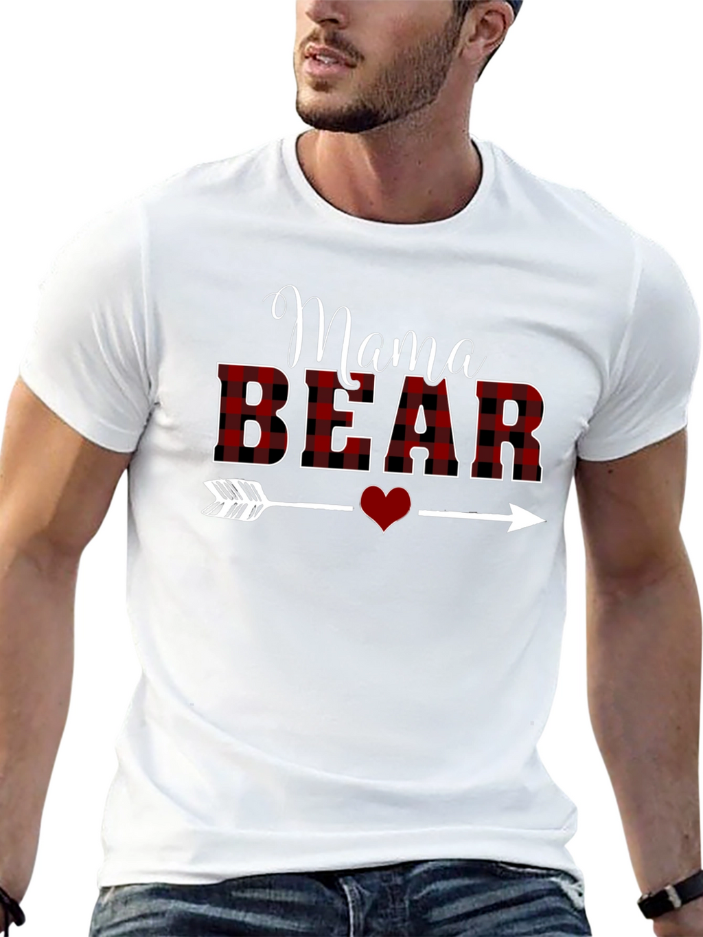 Mama Bear Plaid Graphic T-Shirt