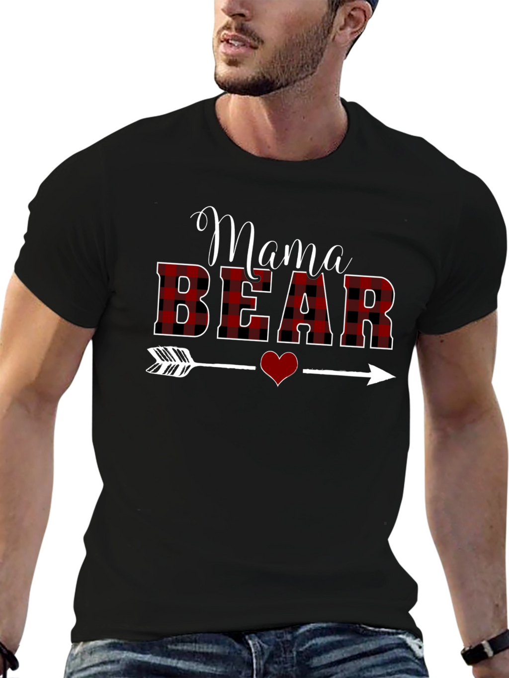Mama Bear Plaid Graphic T-Shirt