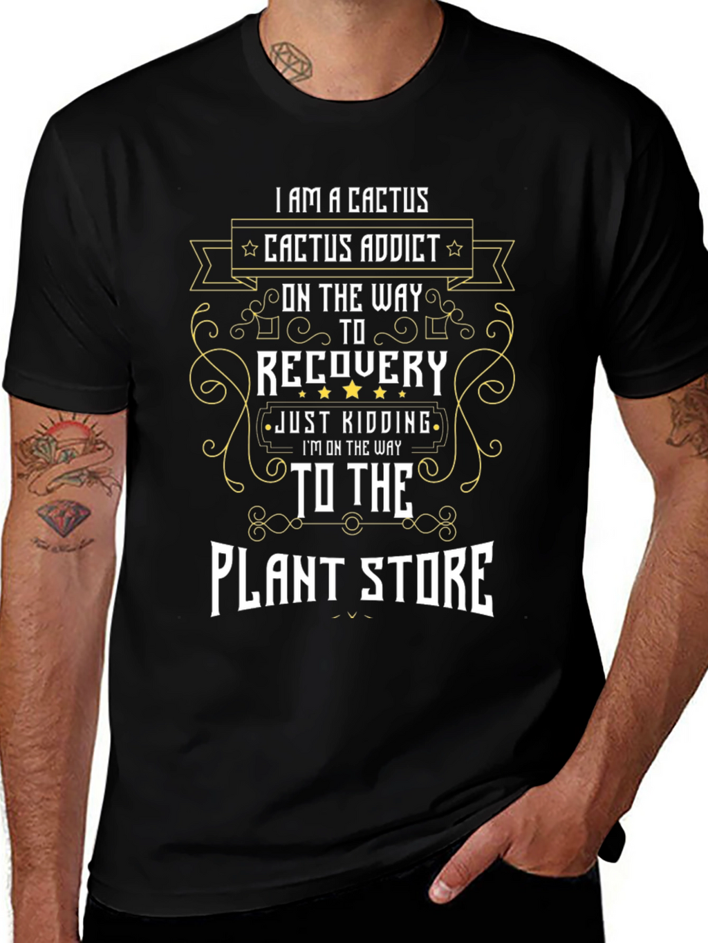 Cactus Addict Humor Graphic T-Shirt