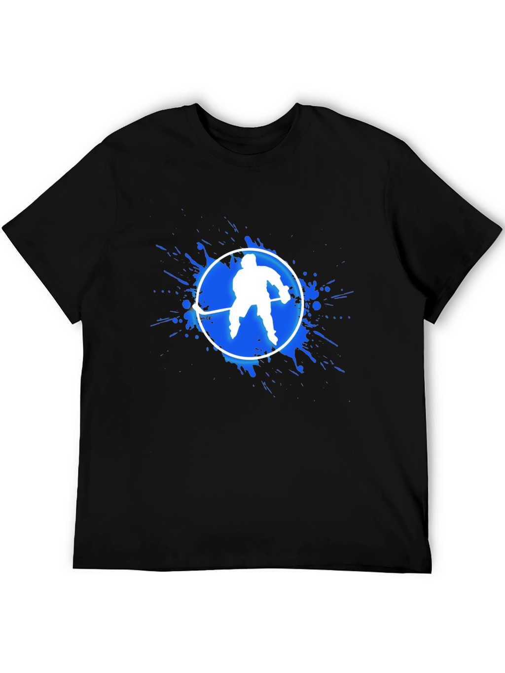 Hockey Player Graphic T-Shirt - Black