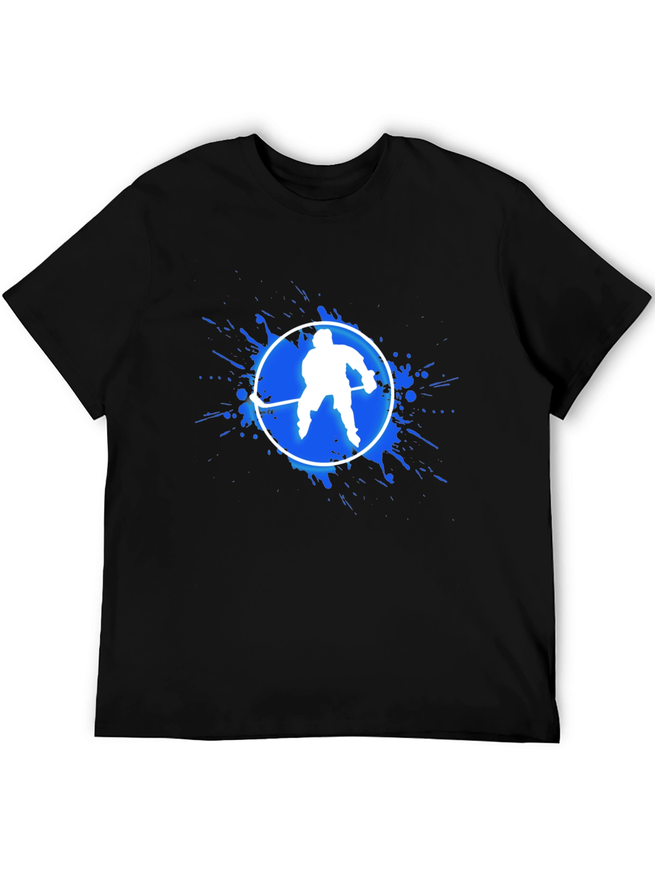 Hockey Player Graphic T-Shirt - Black