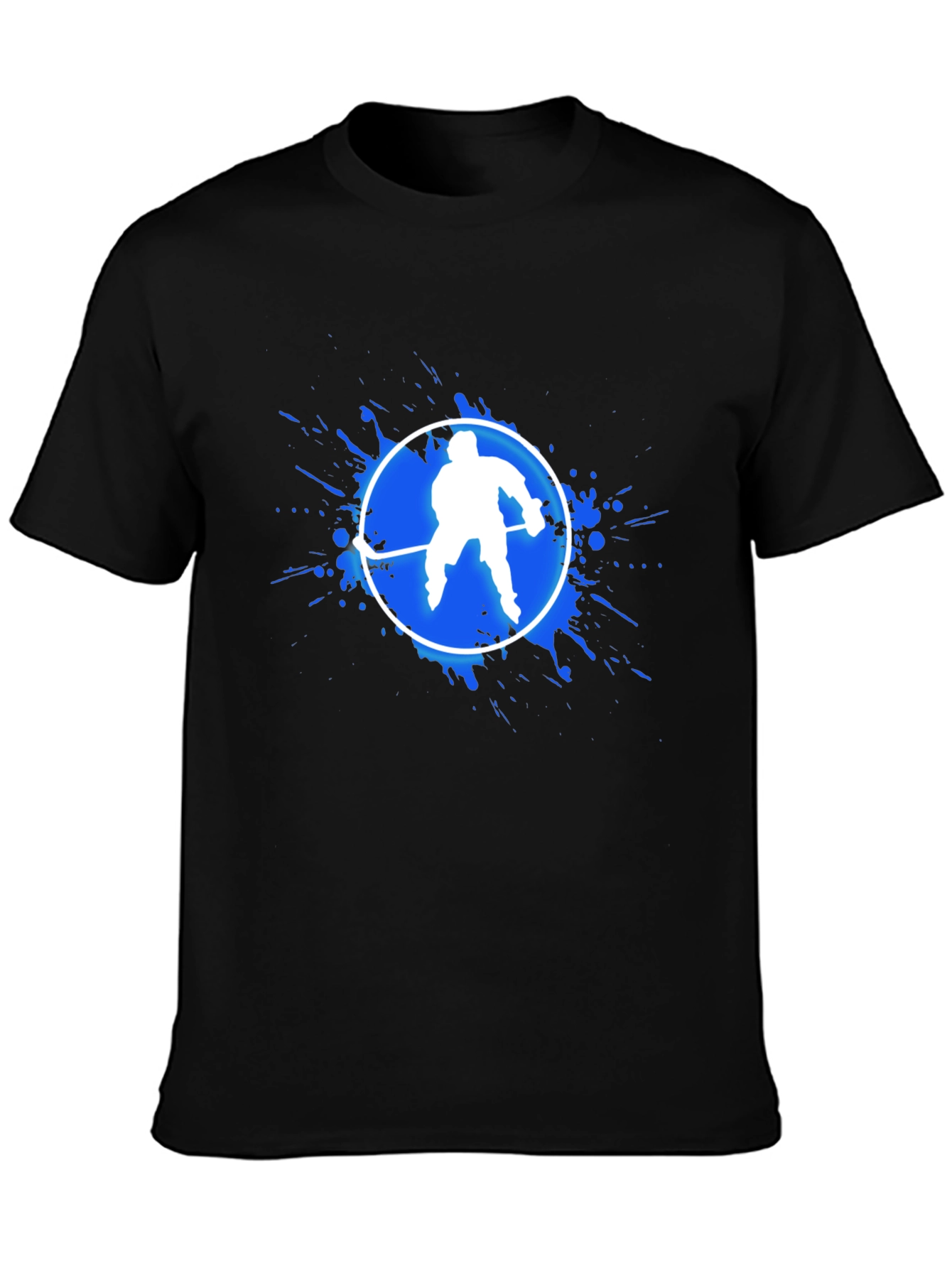 Hockey Player Graphic T-Shirt - Black