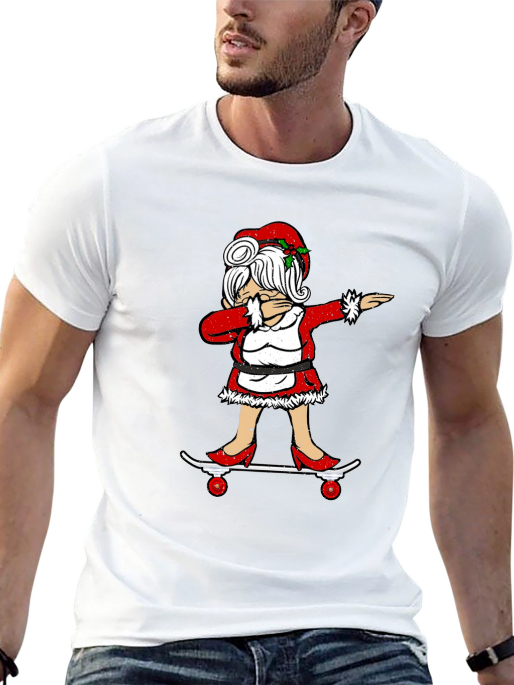 Mrs. Claus Dabbing on Skateboard T-Shirt