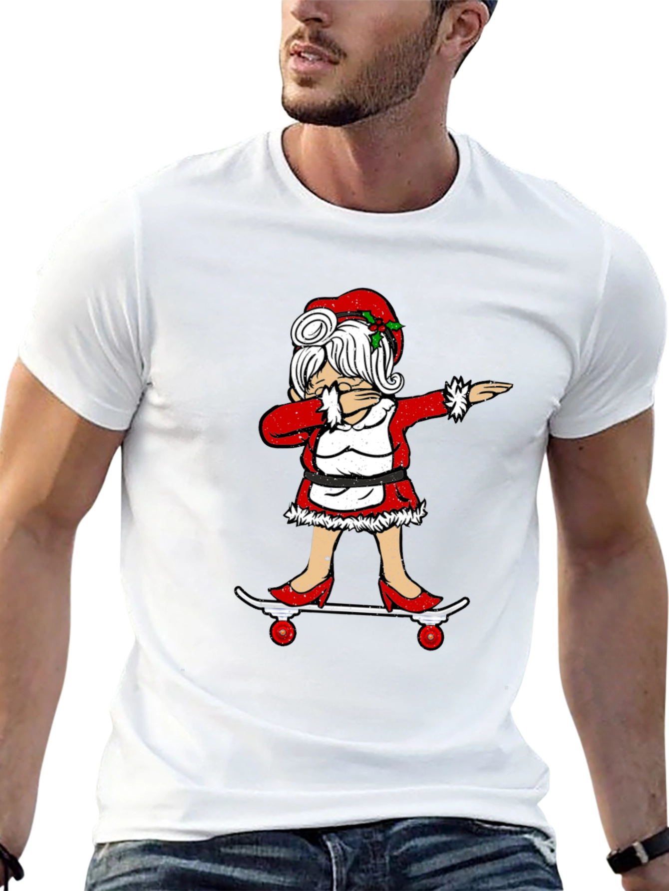 Mrs. Claus Dabbing on Skateboard T-Shirt