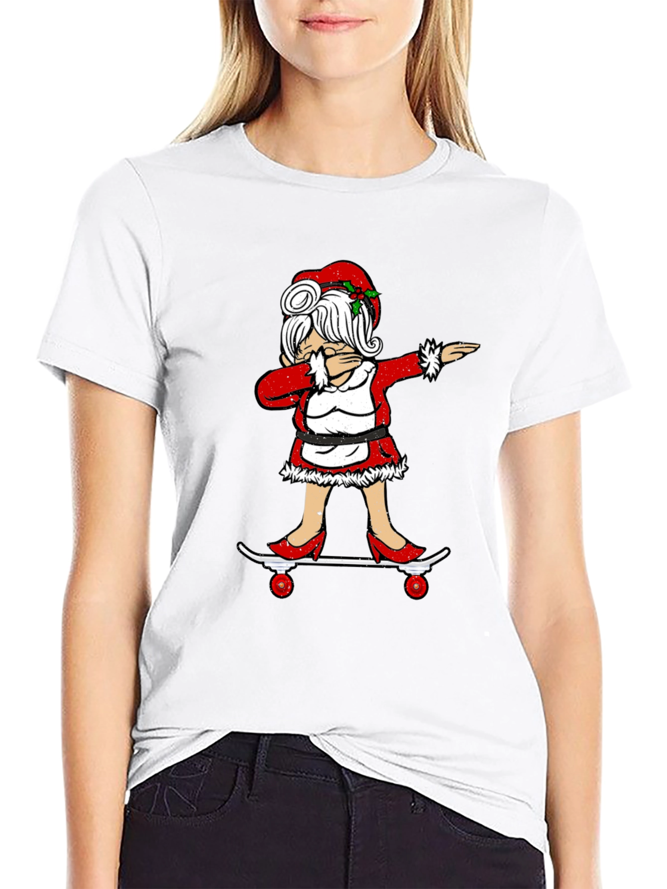 Mrs. Claus Dabbing on Skateboard T-Shirt