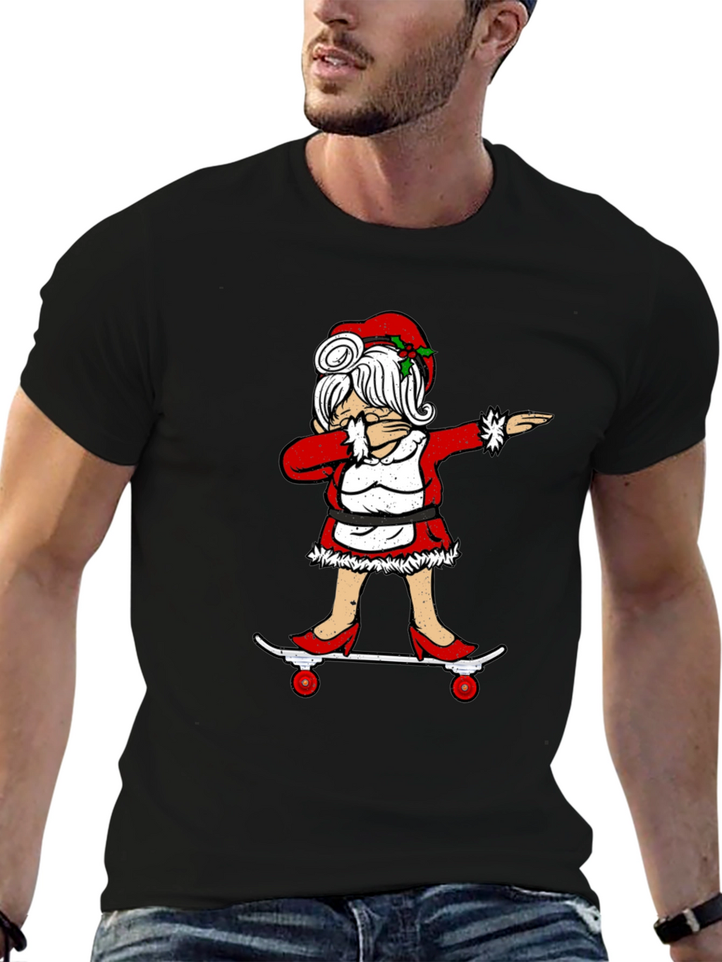 Mrs. Claus Dabbing on Skateboard T-Shirt