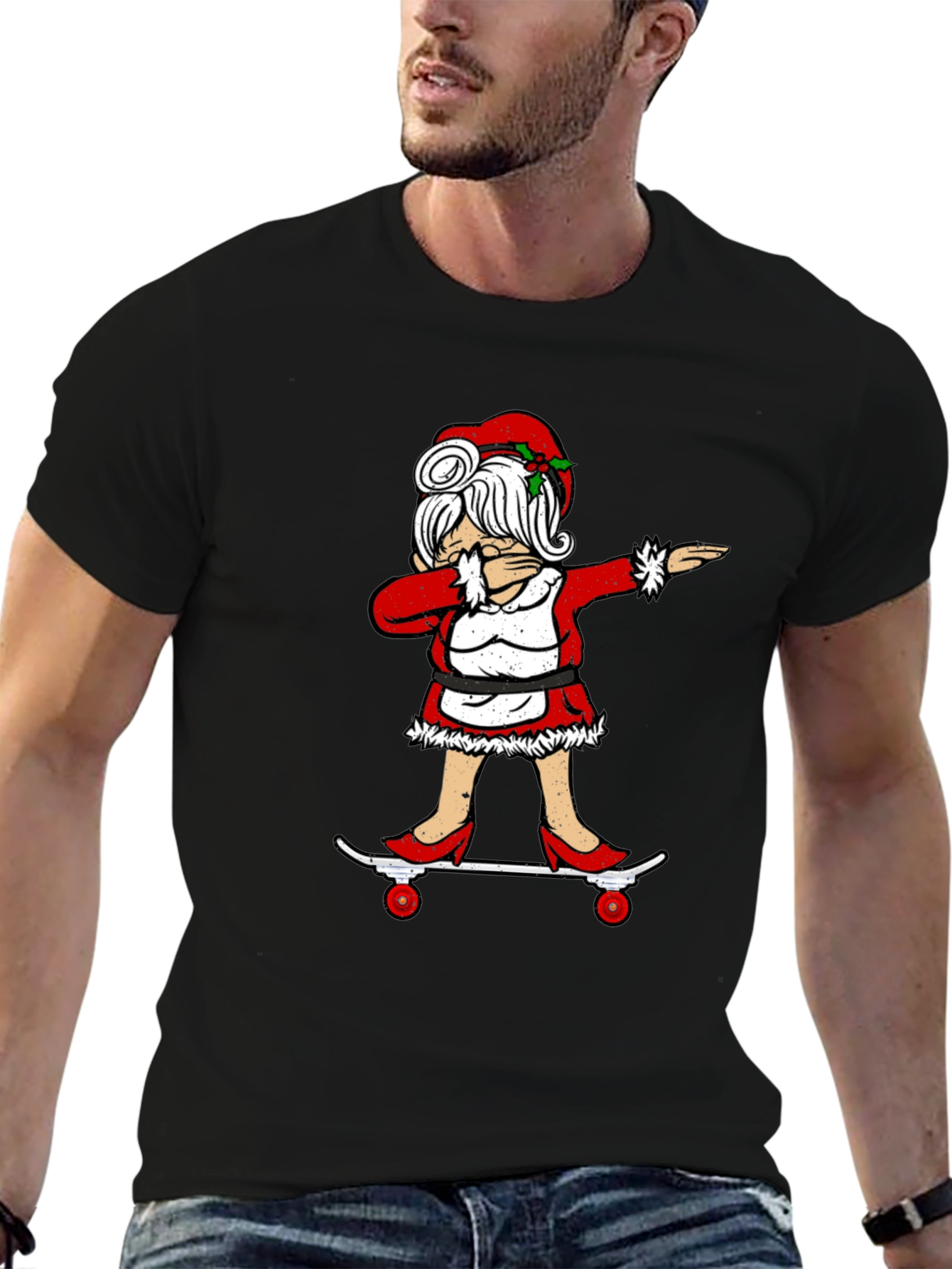 Mrs. Claus Dabbing on Skateboard T-Shirt