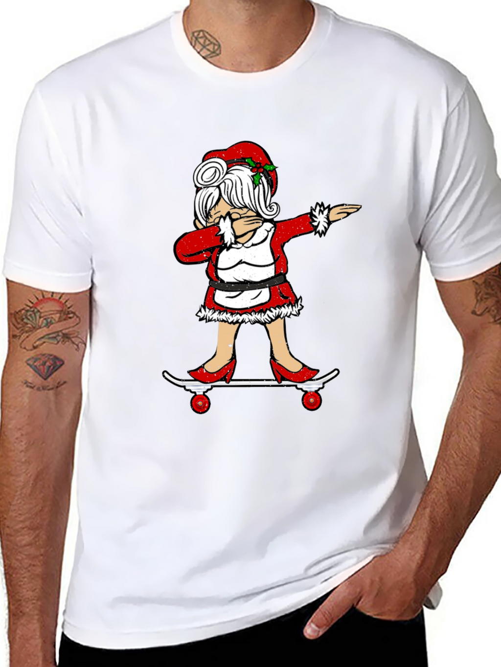 Mrs. Claus Dabbing on Skateboard T-Shirt