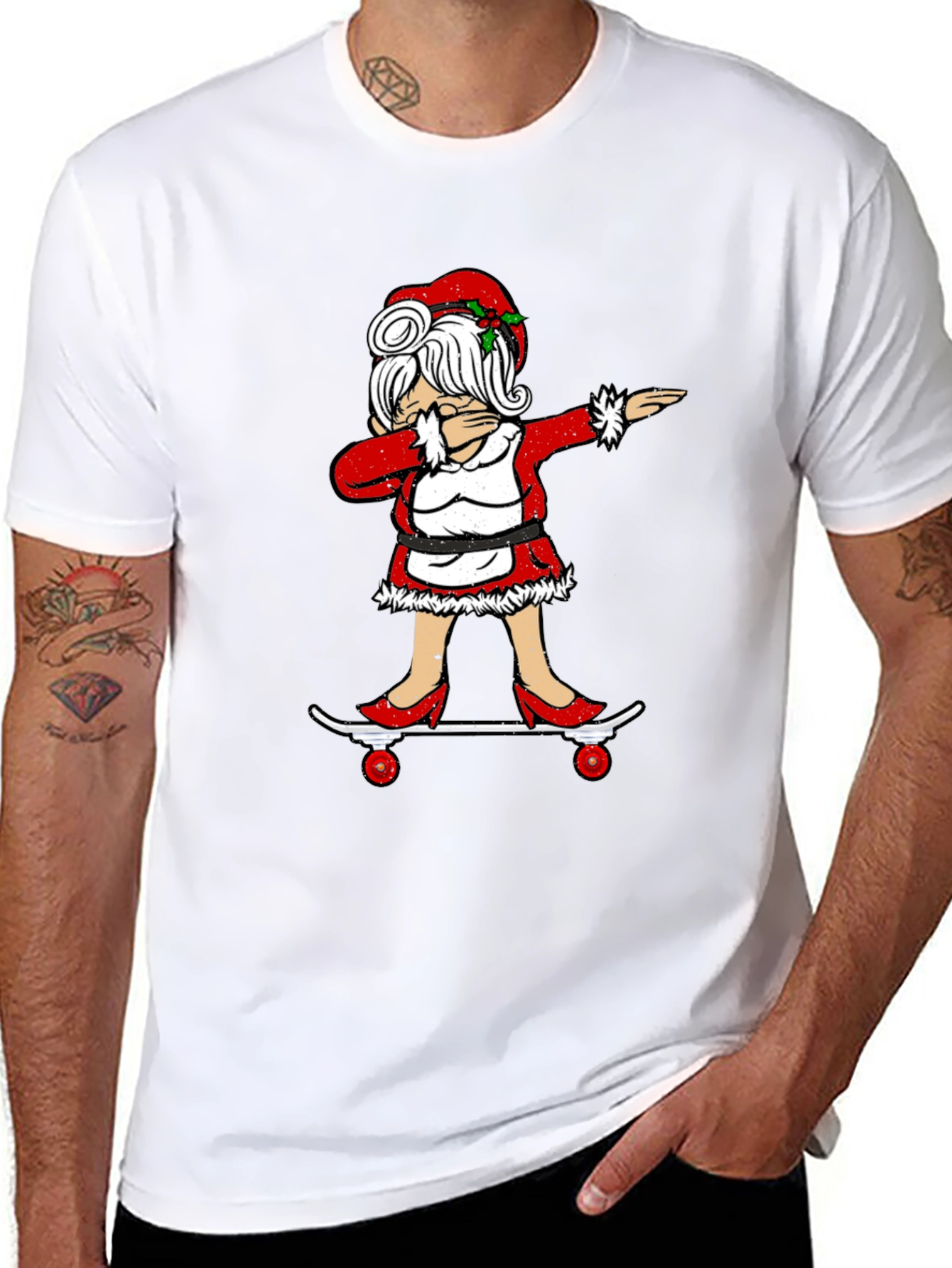Mrs. Claus Dabbing on Skateboard T-Shirt