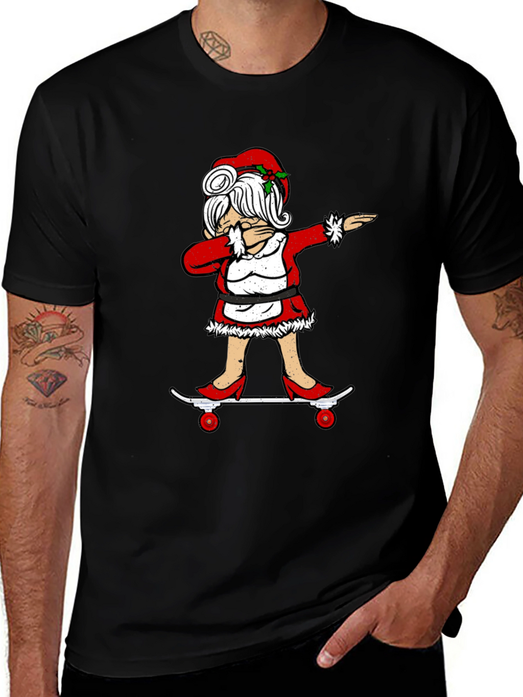 Mrs. Claus Dabbing on Skateboard T-Shirt