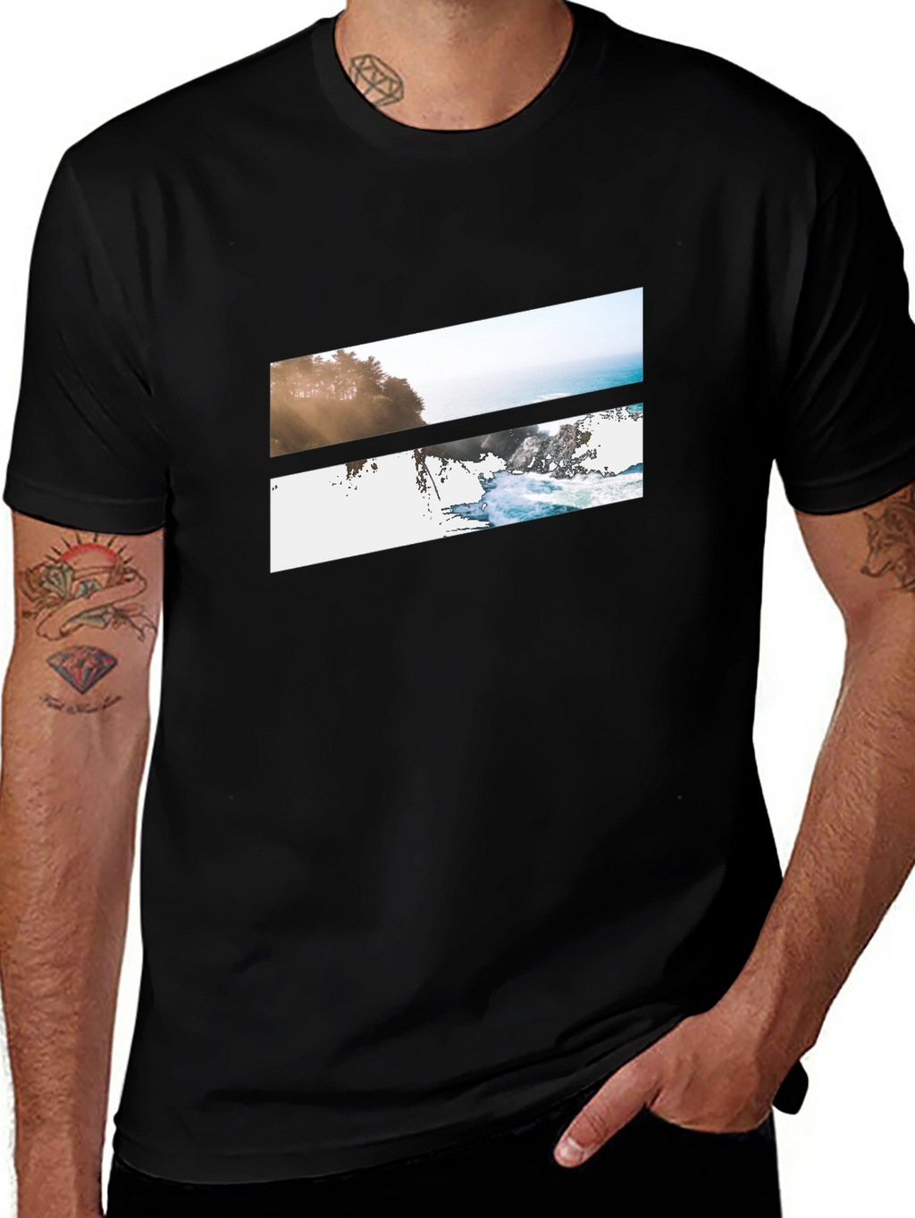 Ocean Vista Graphic Tee - Black