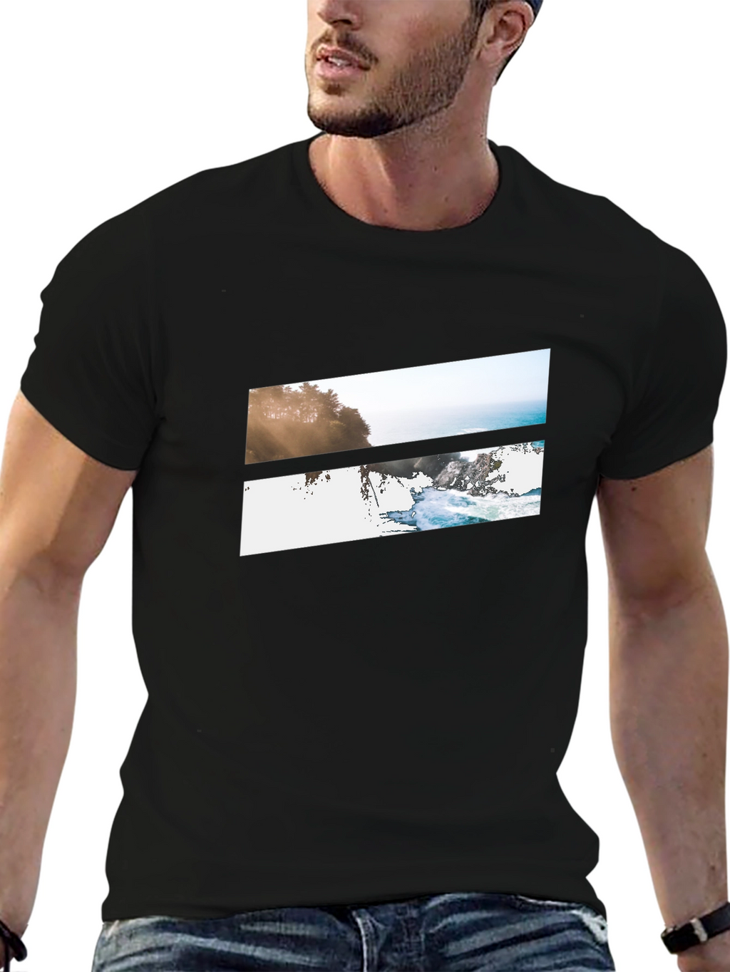 Ocean Vista Graphic Tee - Black