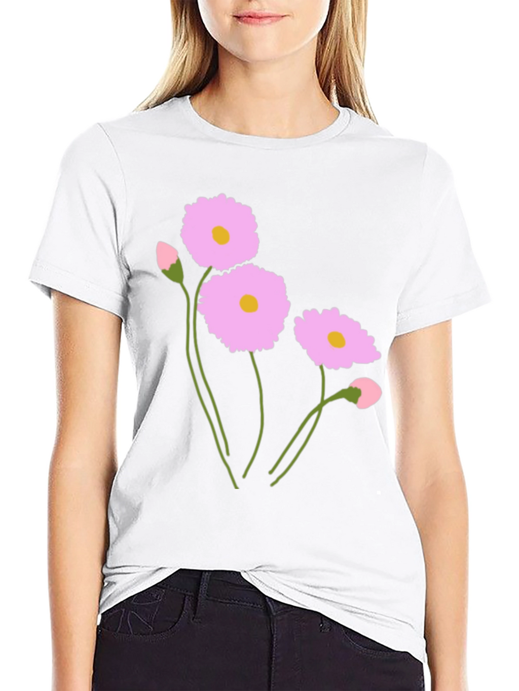 Floral Graphic Print Crew Neck T-Shirt
