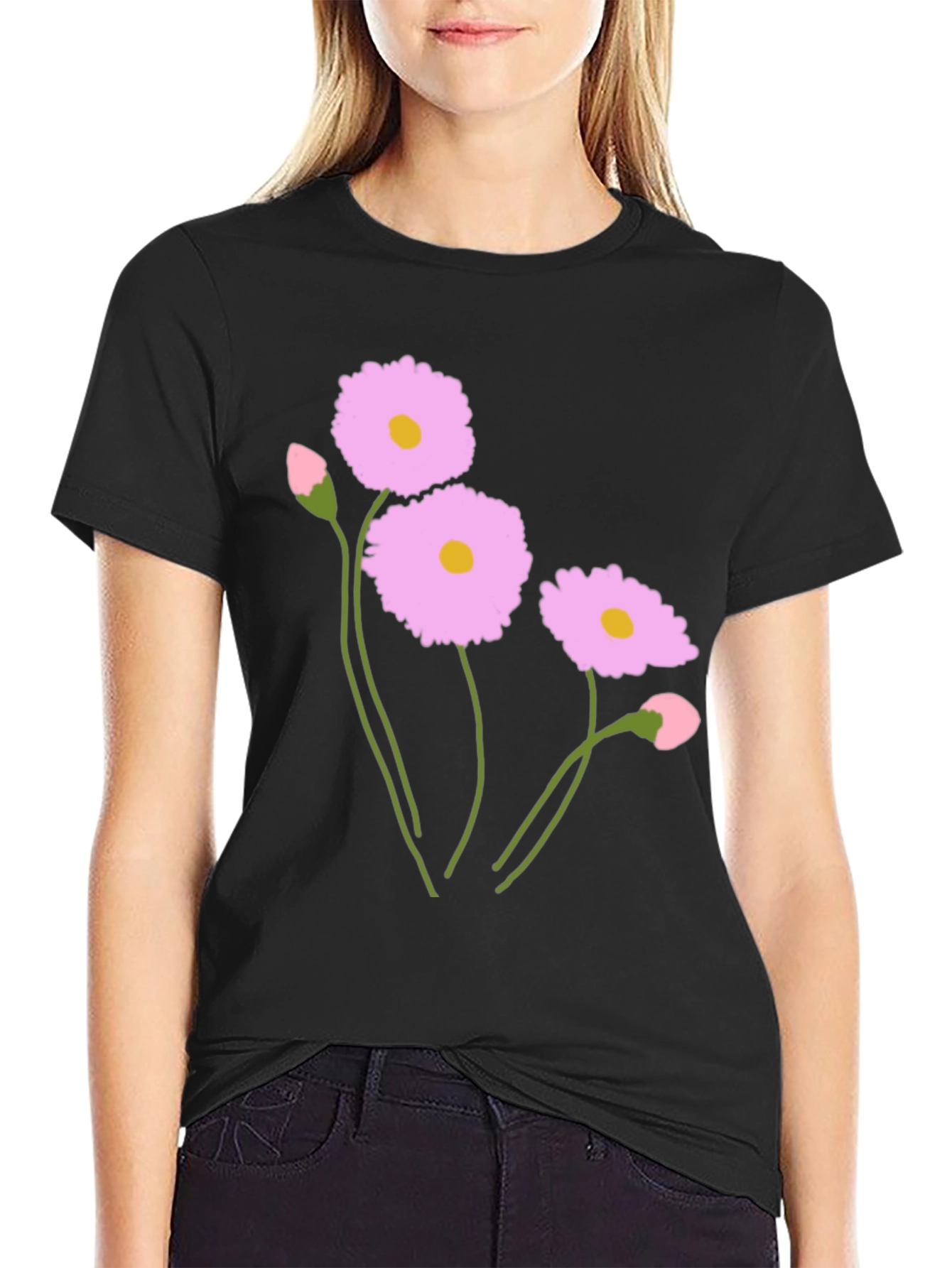 Floral Graphic Print Crew Neck T-Shirt