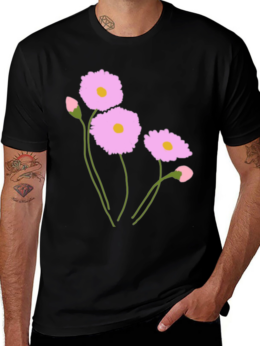Floral Graphic Print Crew Neck T-Shirt
