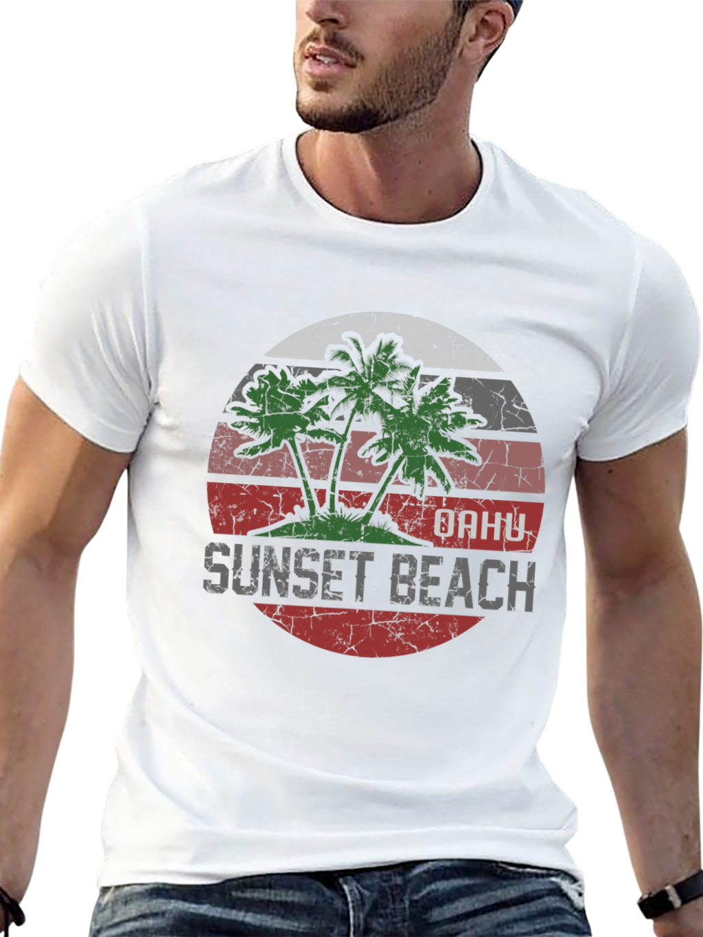 Oahu Sunset Beach Graphic T-Shirt