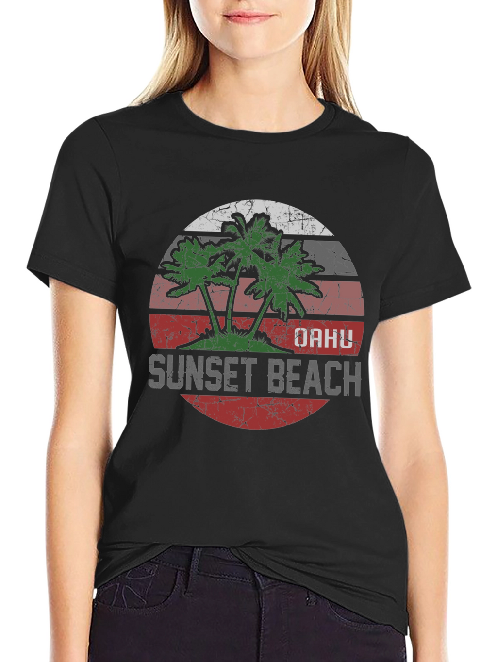 Oahu Sunset Beach Graphic T-Shirt