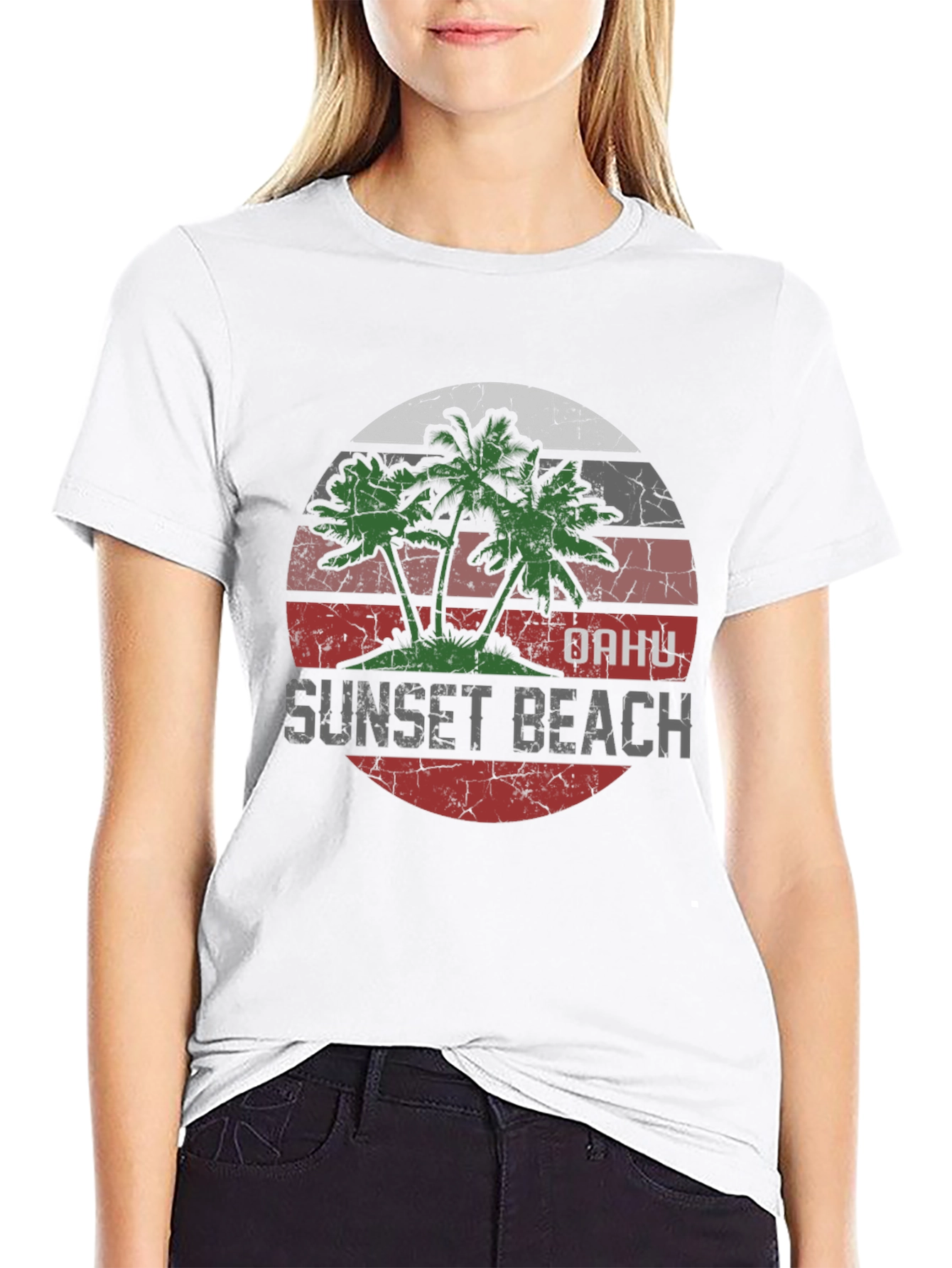 Oahu Sunset Beach Graphic T-Shirt