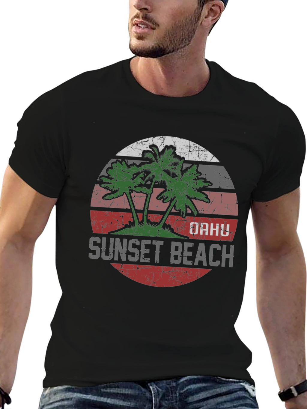 Oahu Sunset Beach Graphic T-Shirt