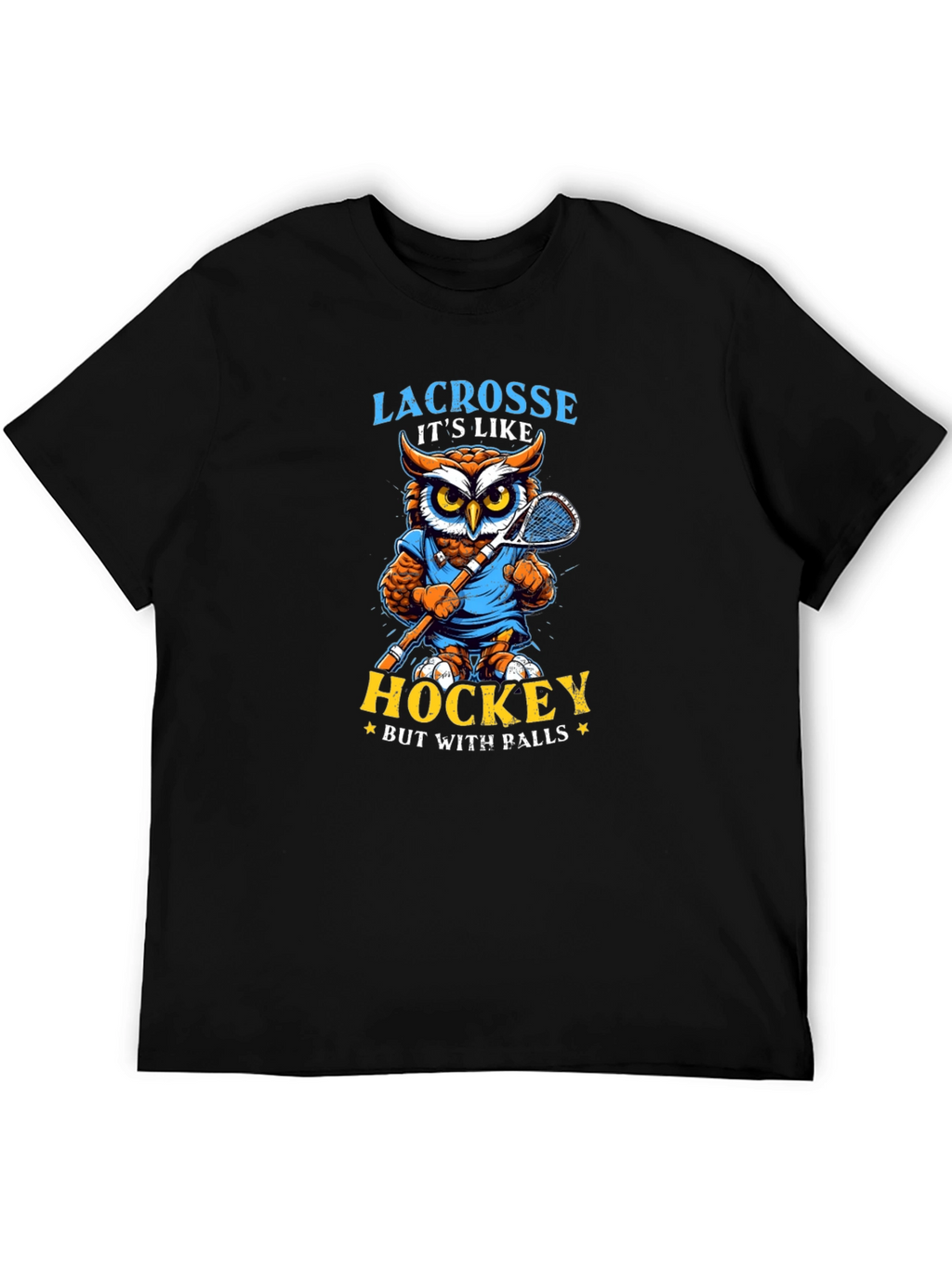 Lacrosse Owl T-Shirt - Hockey with Balls