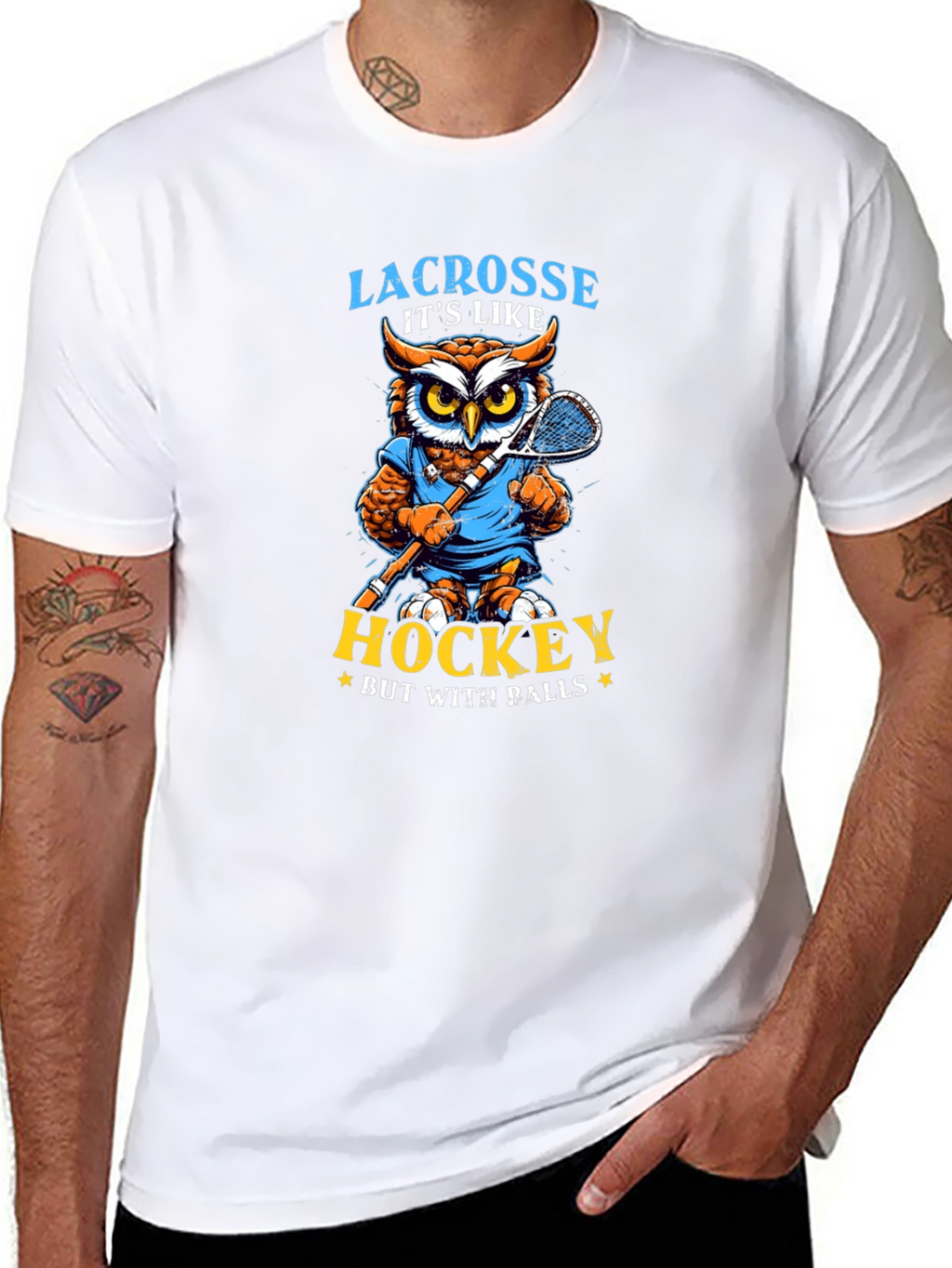 Lacrosse Owl T-Shirt - Hockey with Balls