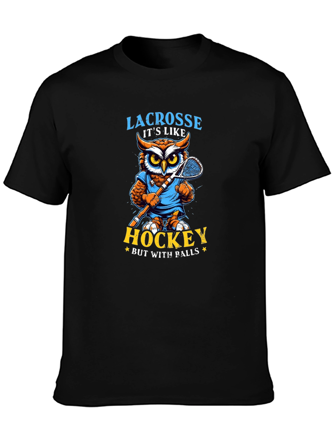 Lacrosse Owl T-Shirt - Hockey with Balls