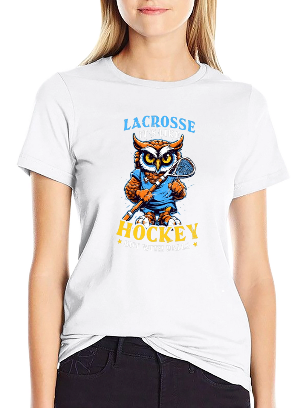 Lacrosse Owl T-Shirt - Hockey with Balls