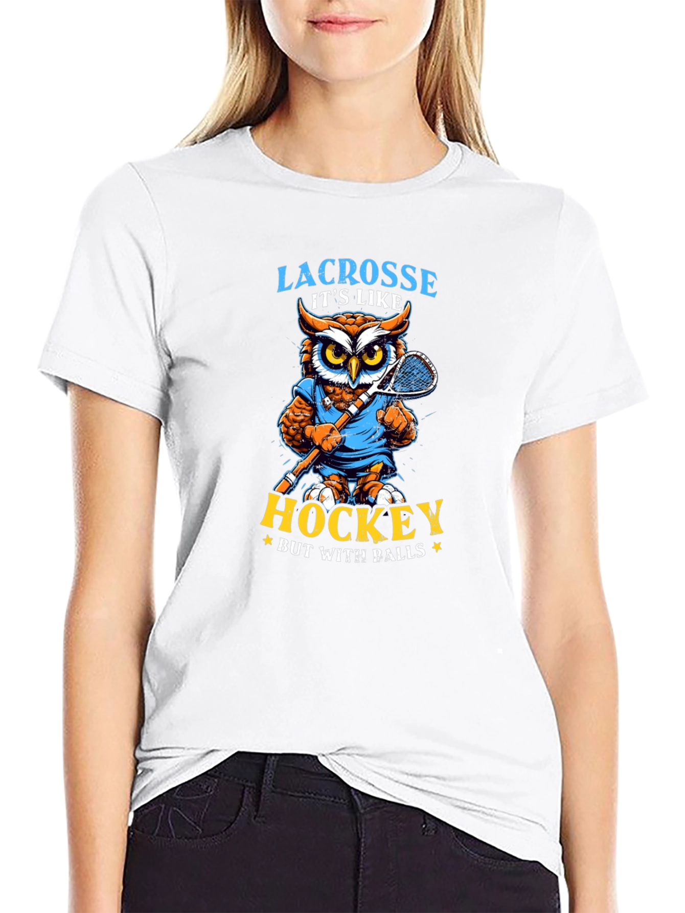 Lacrosse Owl T-Shirt - Hockey with Balls