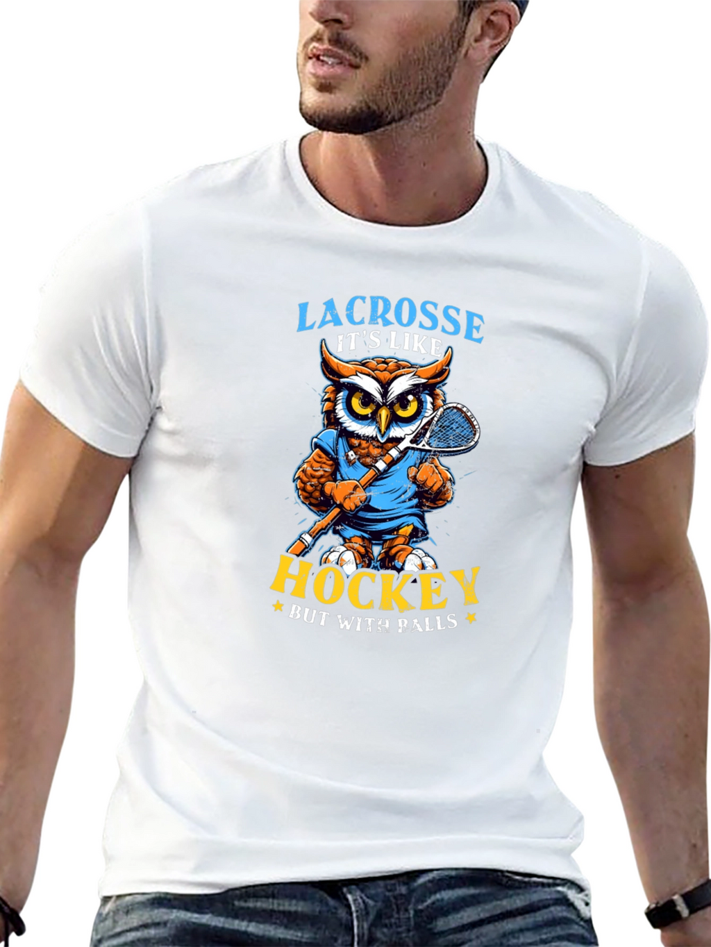 Lacrosse Owl T-Shirt - Hockey with Balls
