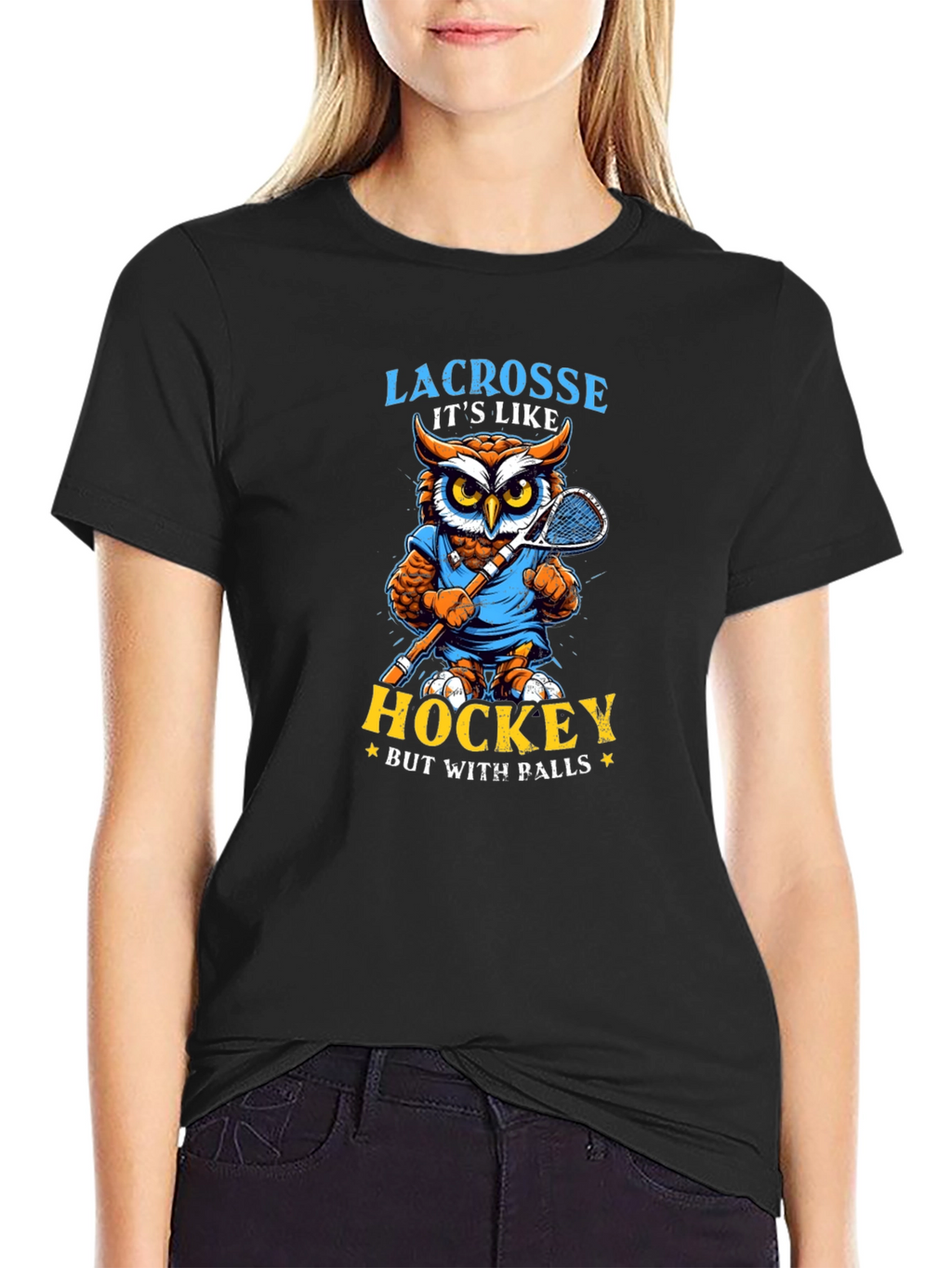 Lacrosse Owl T-Shirt - Hockey with Balls