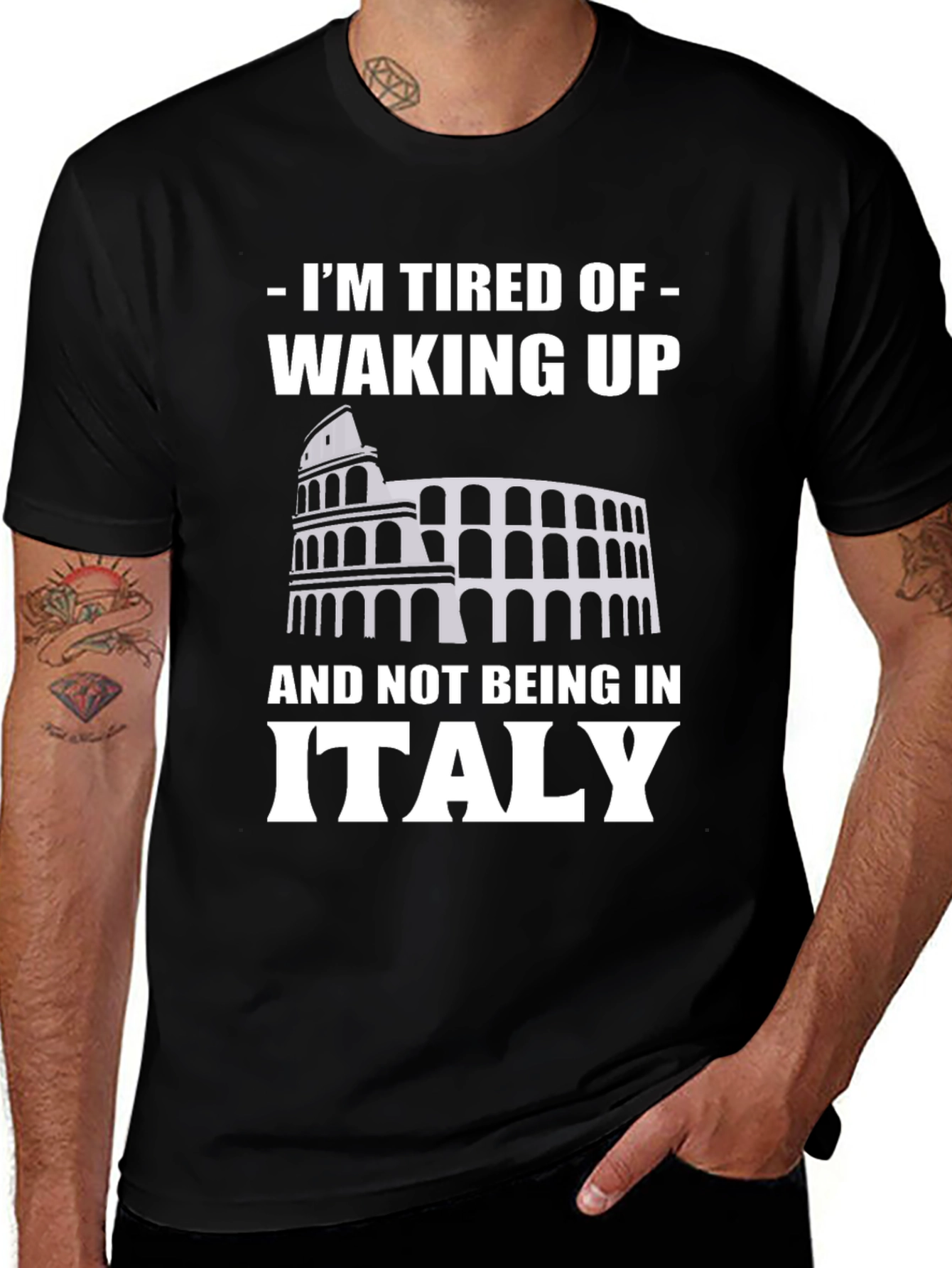 Italy Colosseum Mens T-Shirt - Vacation Travel Tee